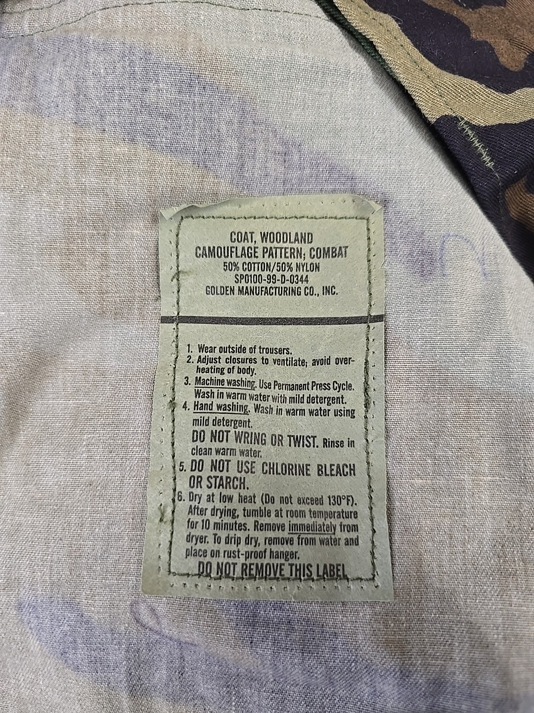 Coat Woodland Camouflage Pattern Combat Medium Regular #W32