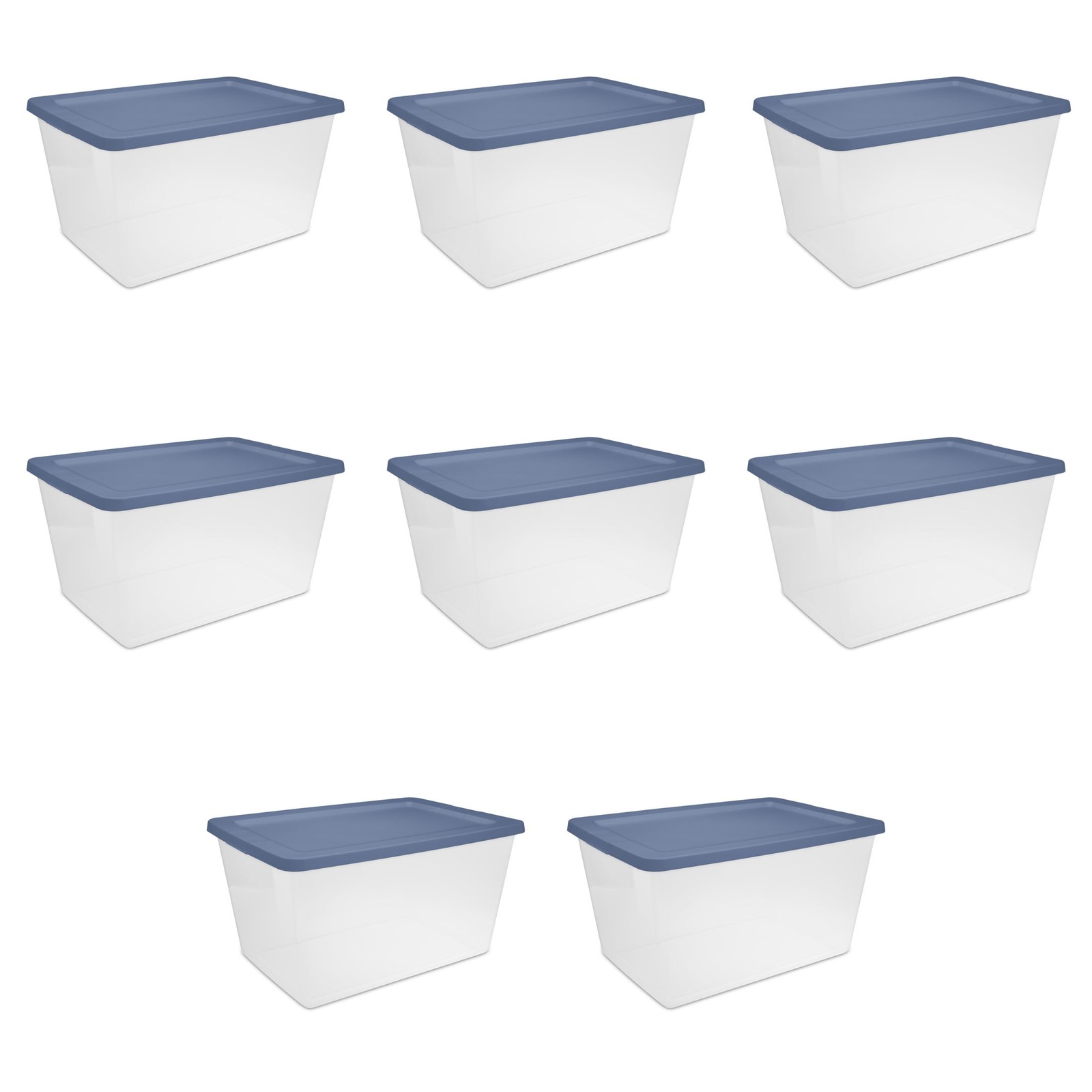 58 Quart Medium Storage Bin Clear Plastic Storage Container W/ Snap-On Lid White
