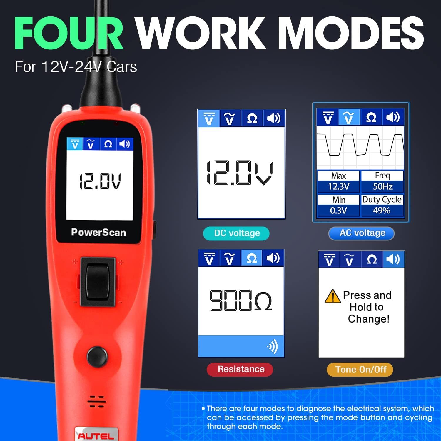 Autel PS100 12V 24V Power Probe Car Electrical System Circuit Diagnostic Tool