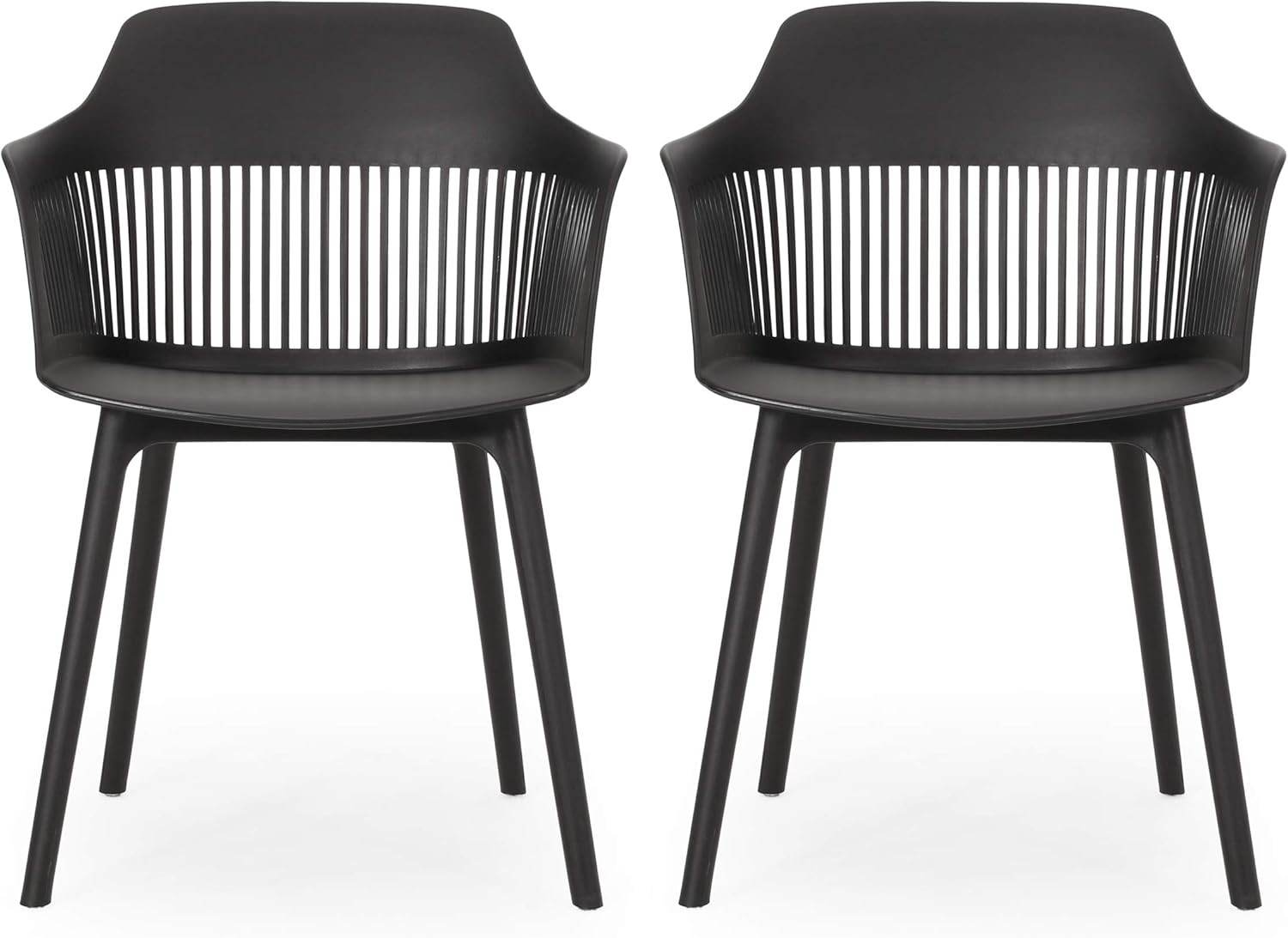 Set of 2 Black Polypropylene Ladonna Outdoor Dining Chairs