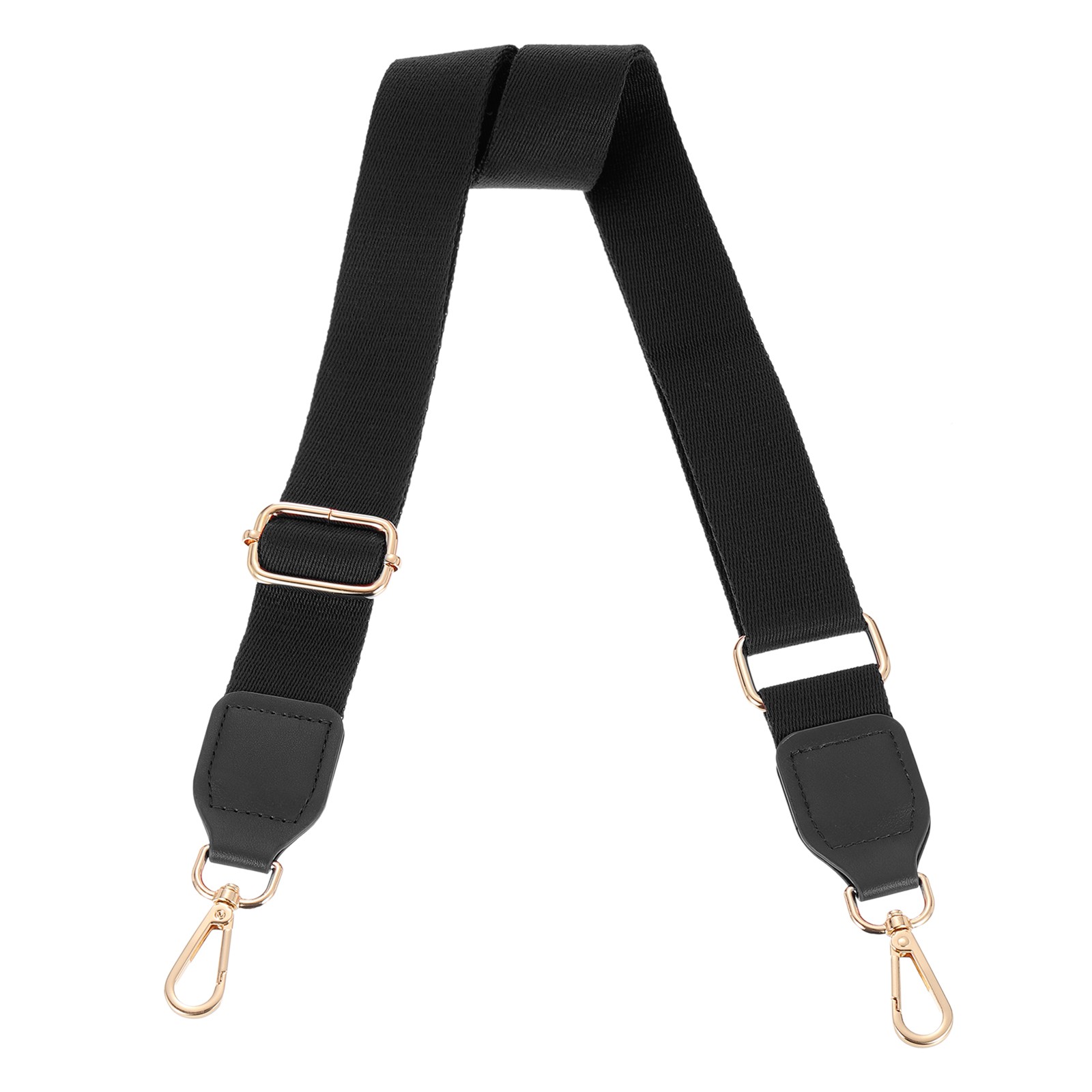 3.8cm Wide Shoulder Strap, Black, Light Gold Square Mouth Buckle