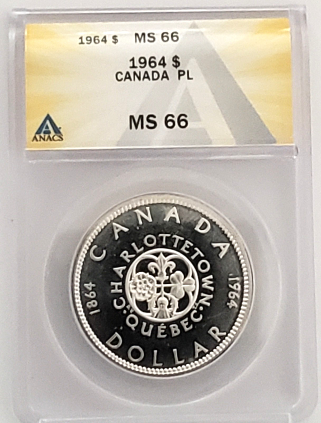 Canada 1964 Charlottetown Silver Dollar ANACS MS 66 PL