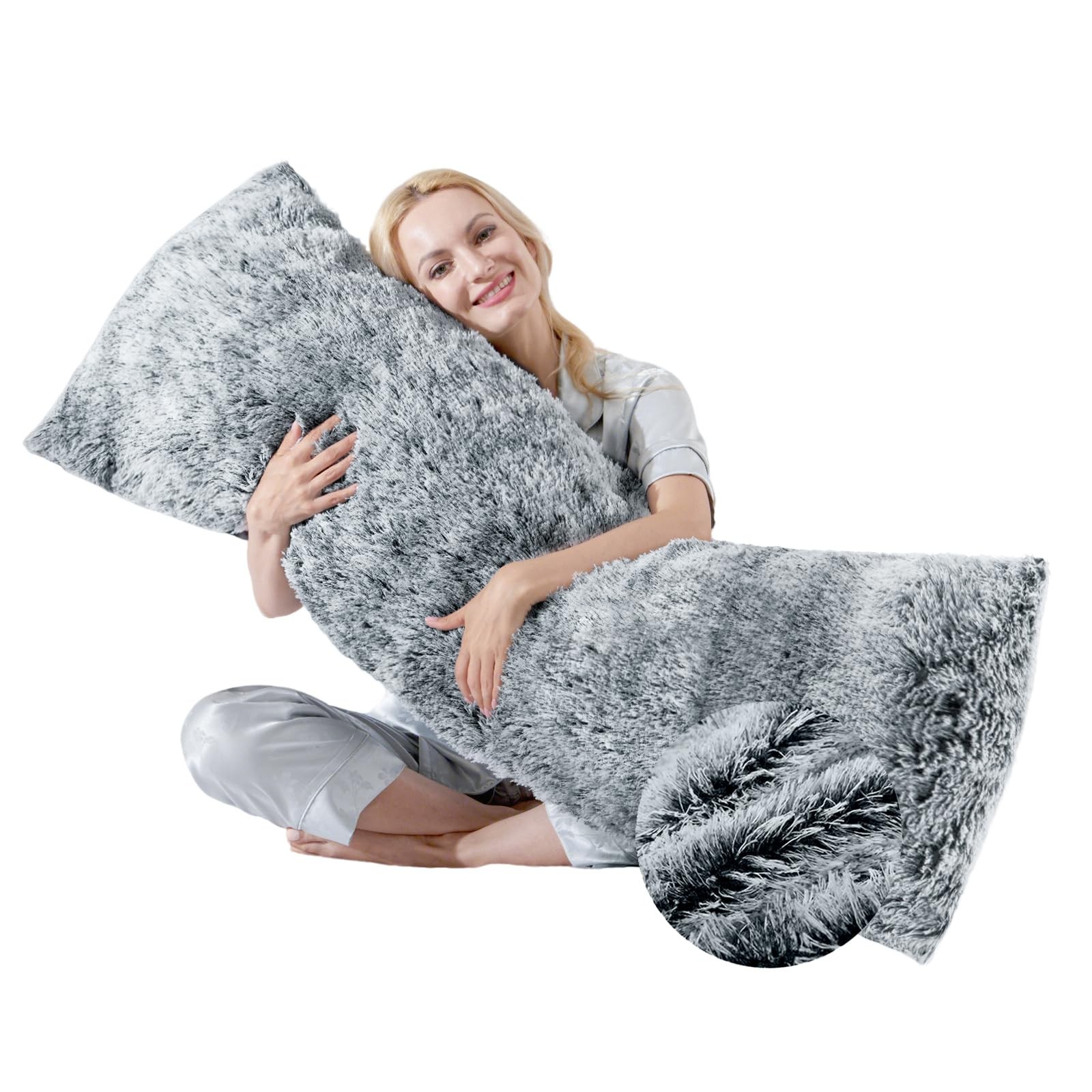Fluffy Full Body Pillow for Adults 20x54 Long Big Body Pillow Cover Pillowcase