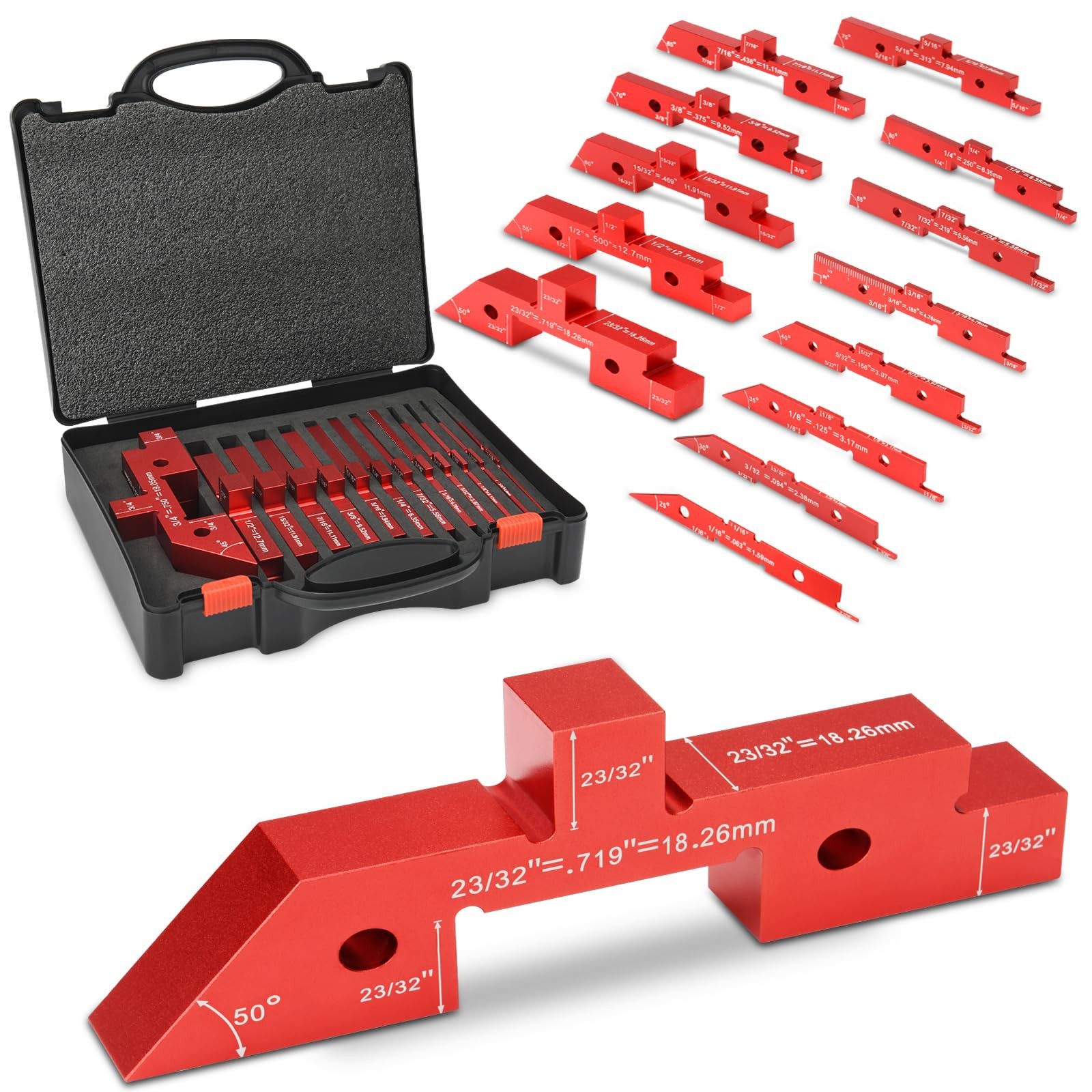 Table Setup Blocks for Woodworking, 14pcs Aluminum Alloy Precision Set up Bars