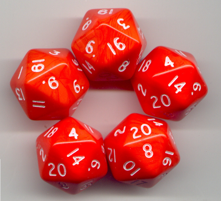 RPG Dice Set of 5 D20 - Opaque Orange