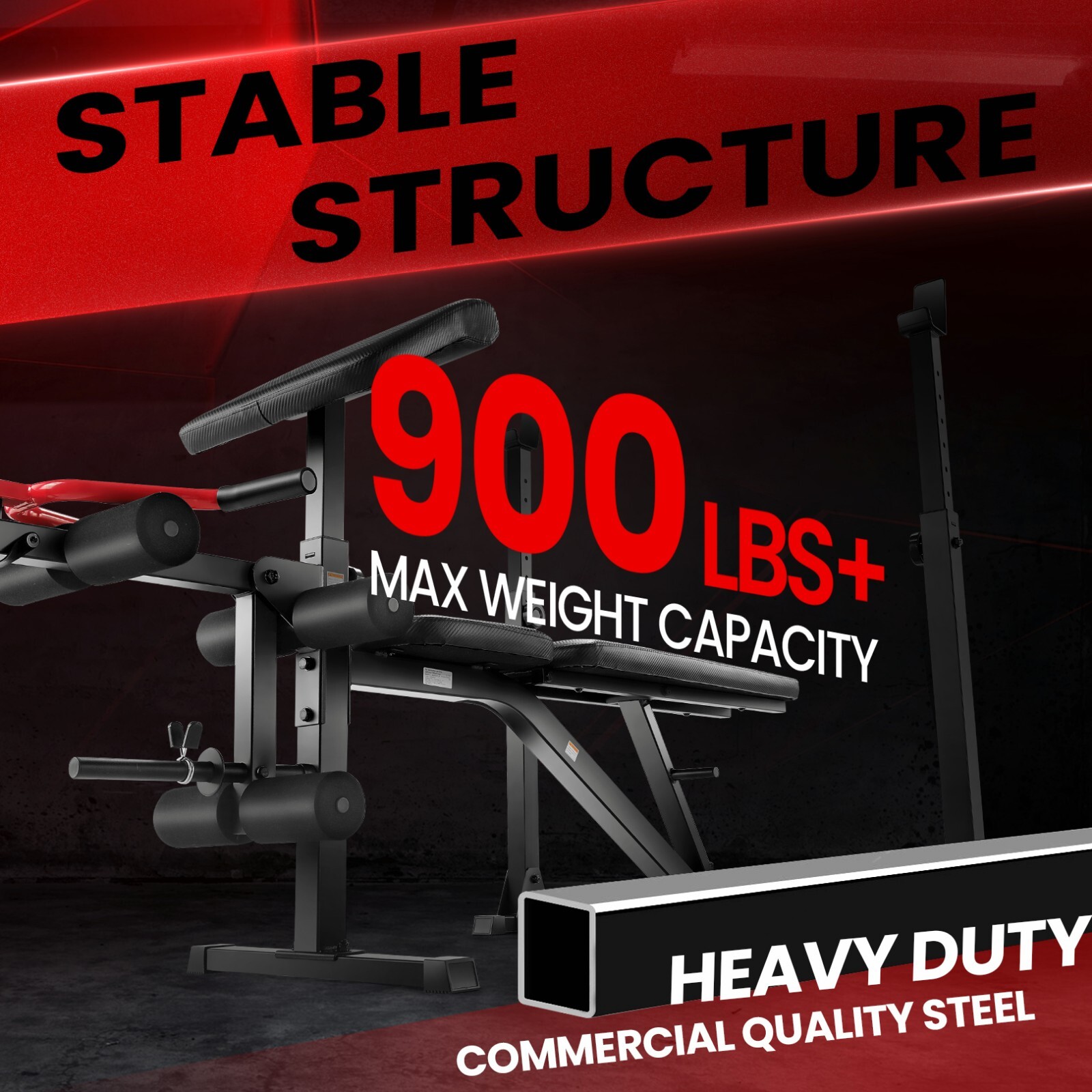 Adjustable Weight Bench Set 900LBS Multi-functional Bench Press Set w/Squat Rack