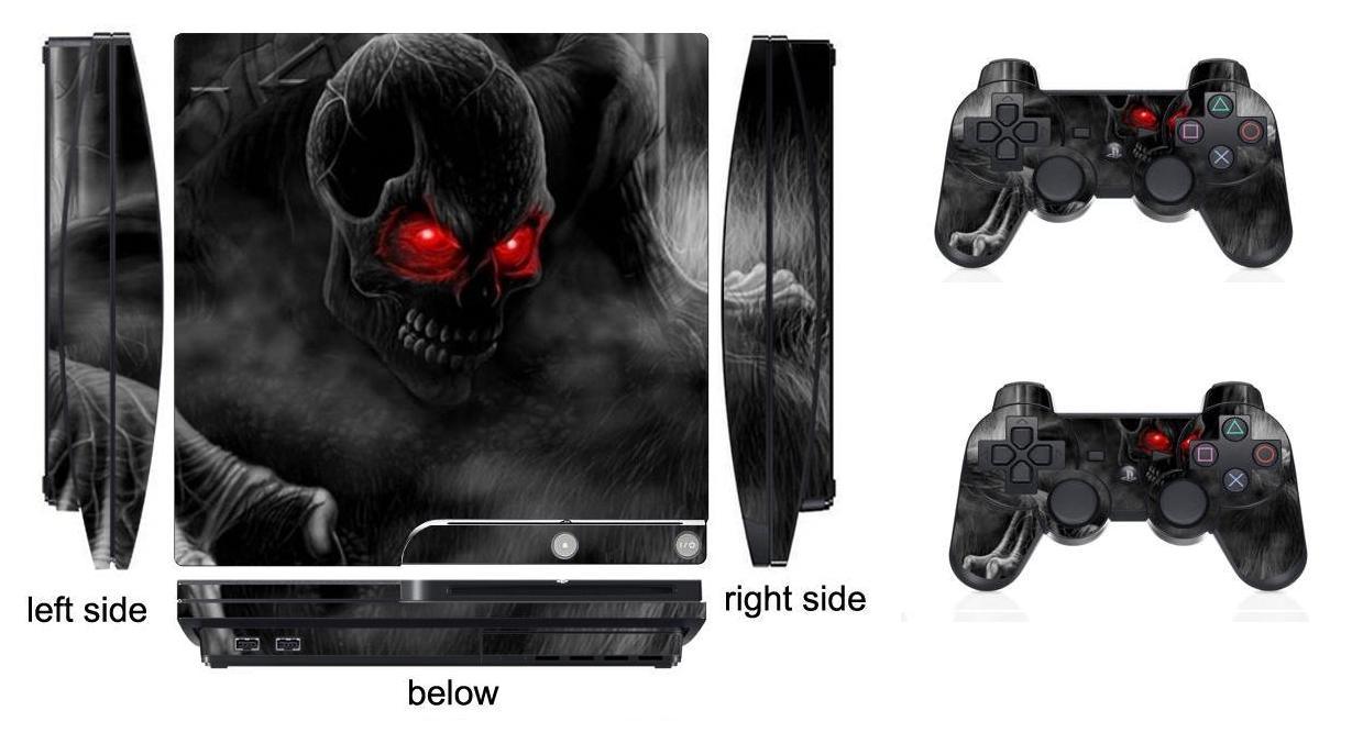 Dark Skull 205 Skin Sticker for PS3 PlayStation 3 Slim and 2 controller skins