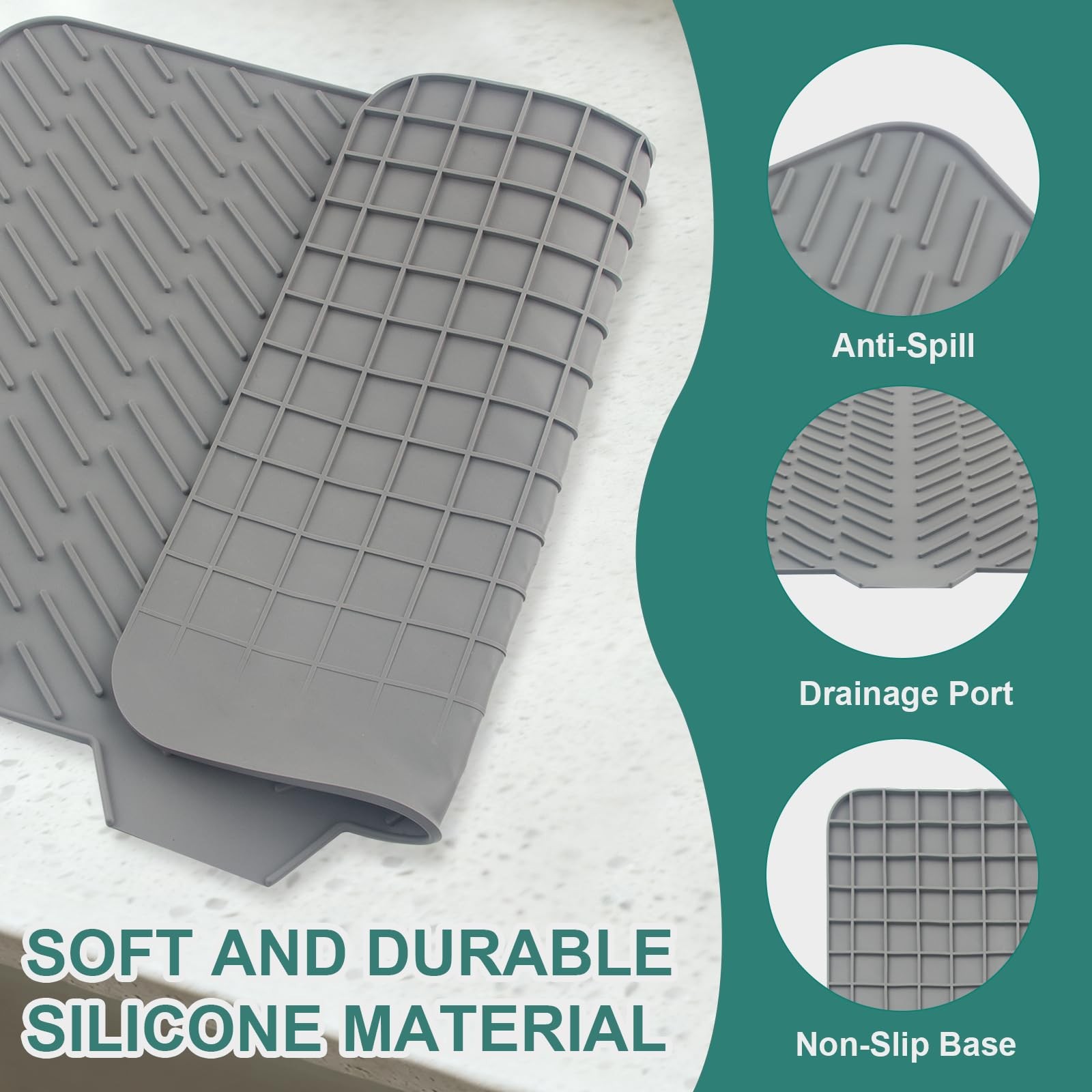Silicone Dish Drying Mat 23x17 Multiple Usage,Easy clean,Eco-friendly,Heat-re...