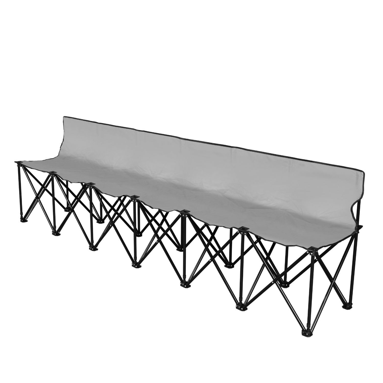 Flexzion 6-Seat Folding Sports Bench Soccer Teams Backrest, Gray 6PSN_CHAR_GRY