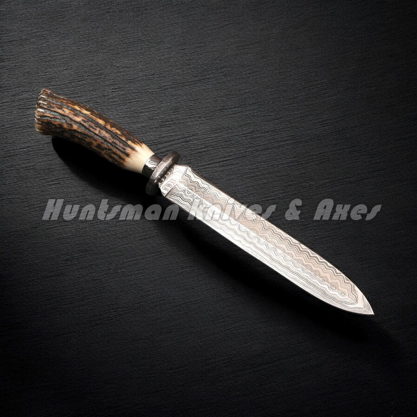 20 cm Long Hand Forged Damascus Steel Dagger Style Letter Opener in STAG Handle