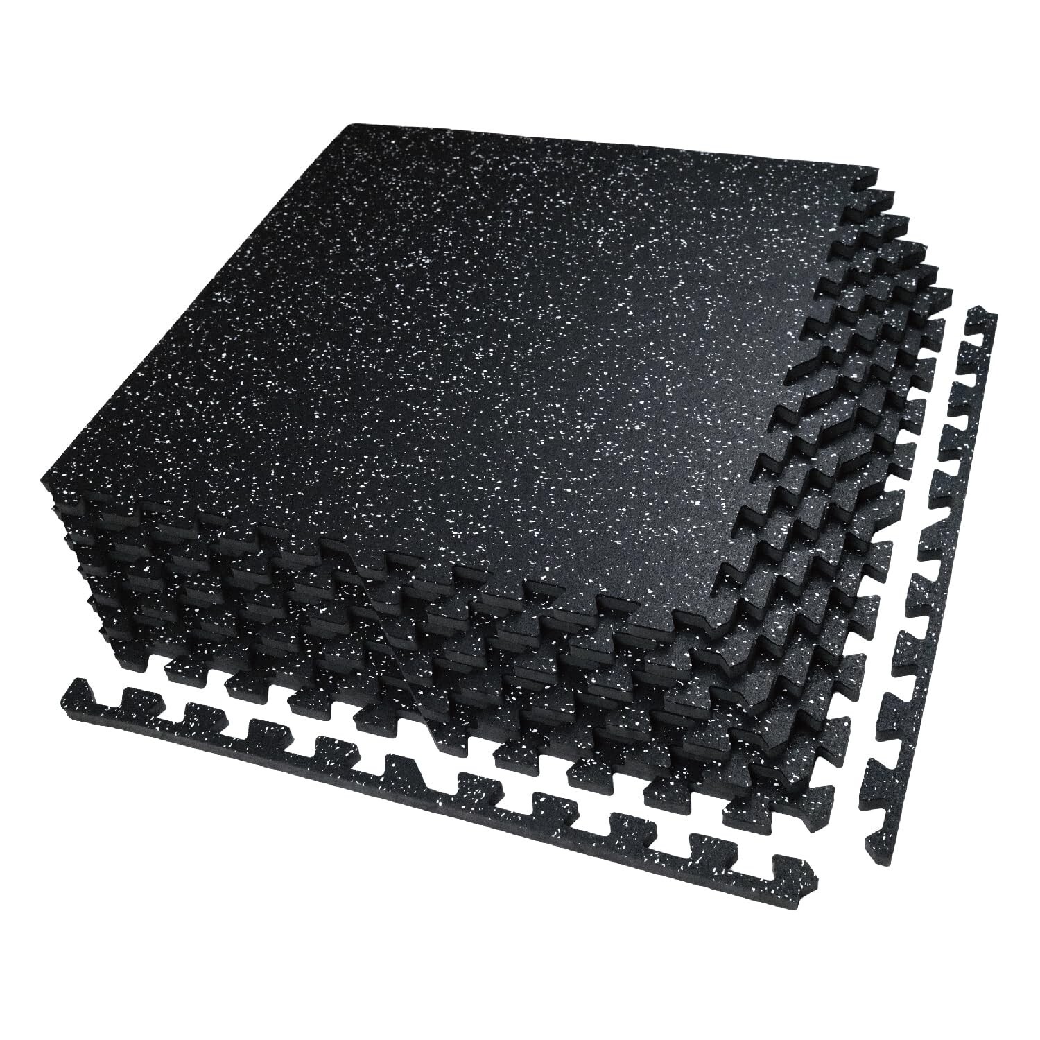 0.56in Thick 24 Sq Ft Exercise Equipment Mats, 6 Tiles Upgraded Rubber Top wi...