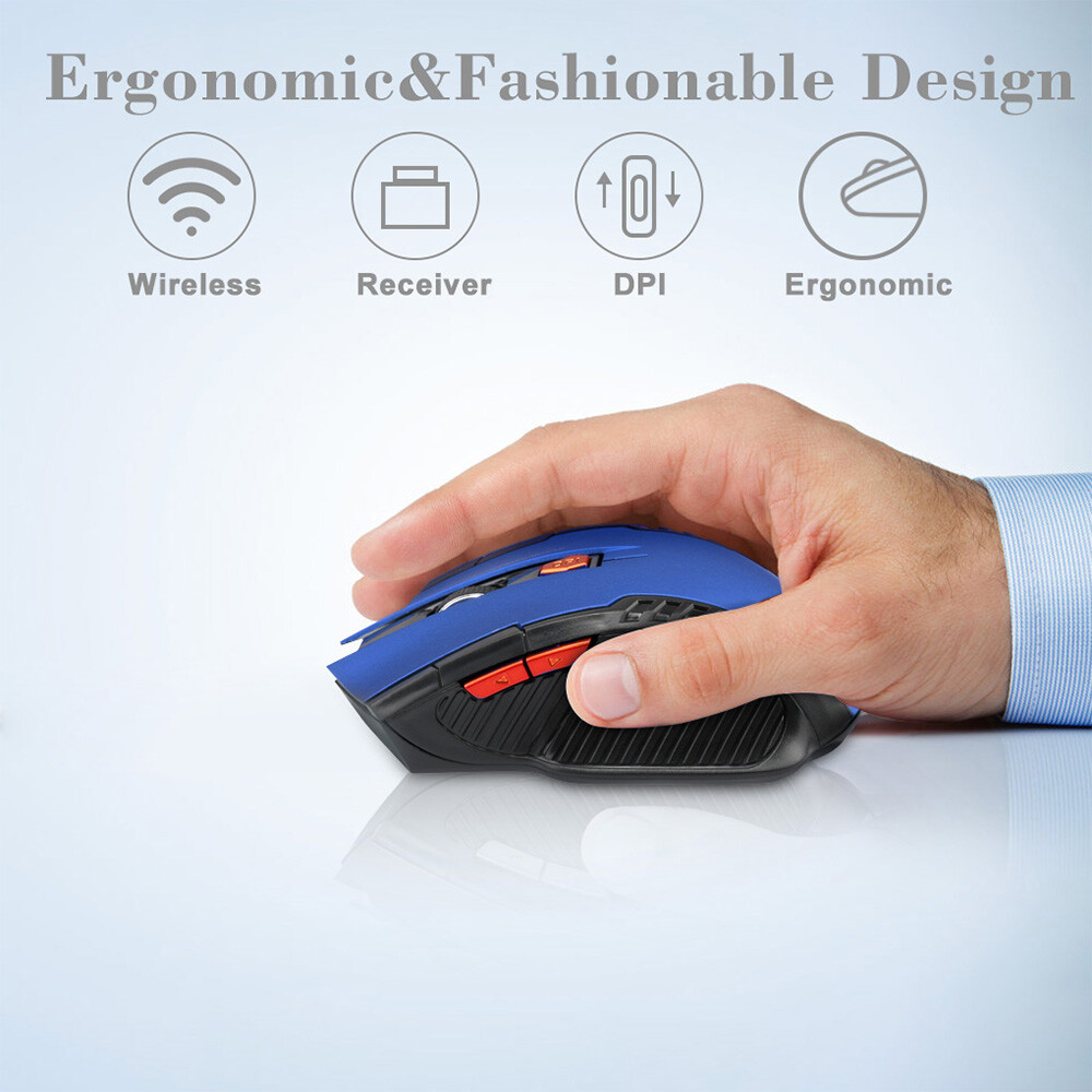 Wireless Gaming Mouse 2.4G Portable Optical Desktop Laptop - 6 Buttons BLACK USA