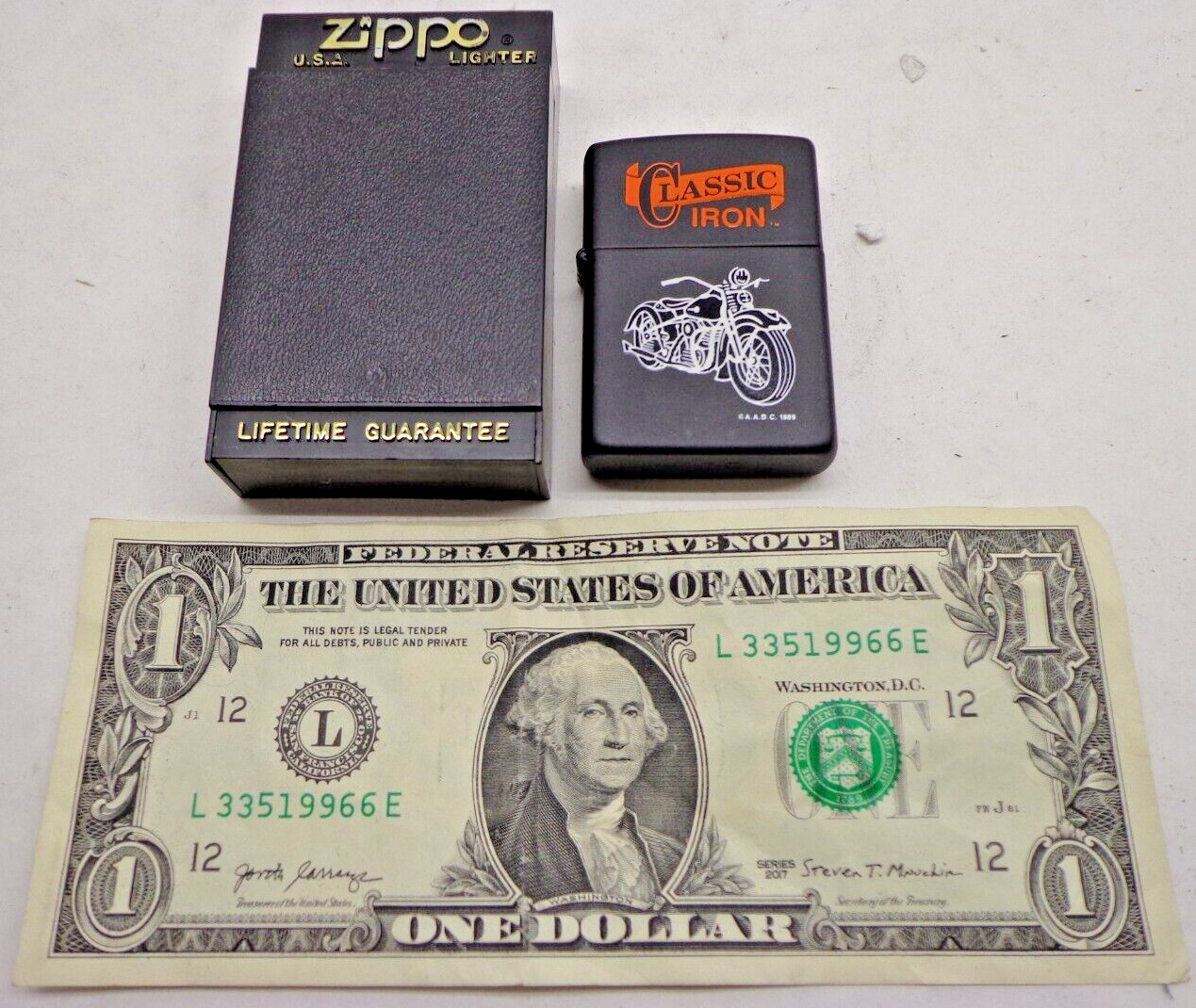 NEW Zippo Lighter Black Classic Iron Harley Davidson 1989 'C'   - FREE SHIP!