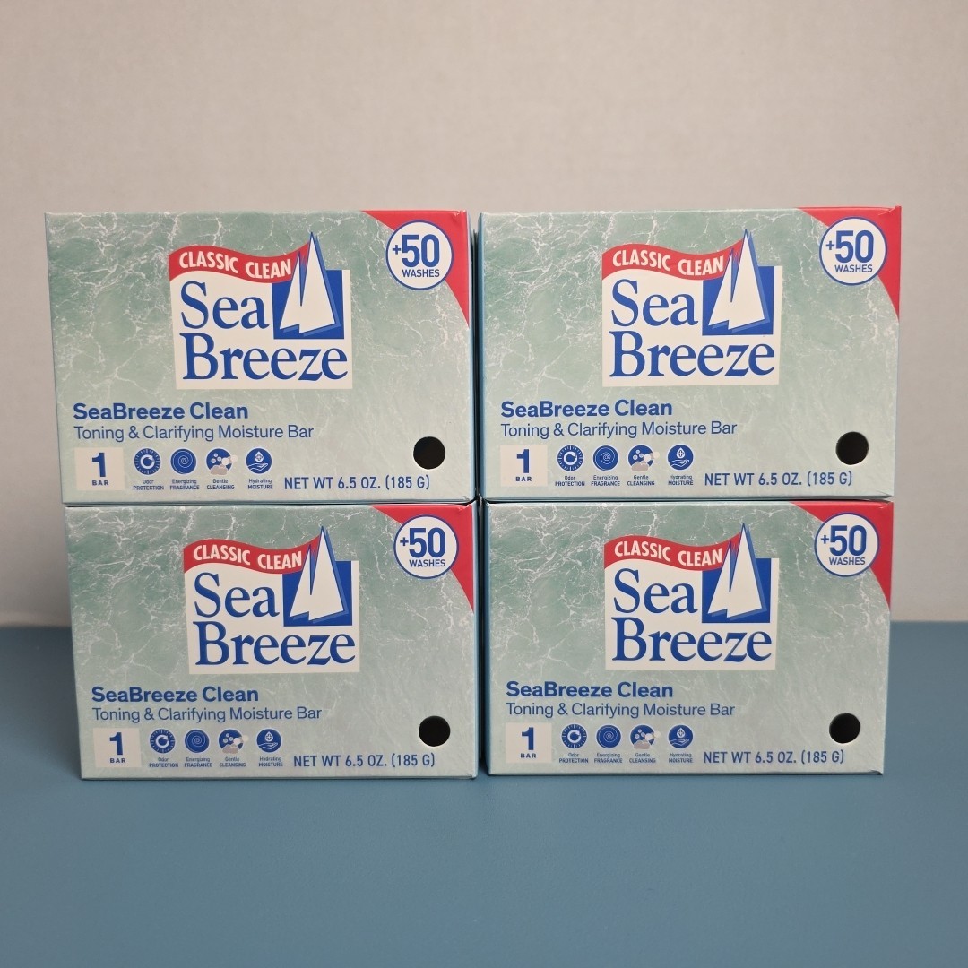 4 SEA BREEZE CLASSIC CLEAN TONING & CLARIFYING MOISTURE BAR SOAP 6.5 oz X 4