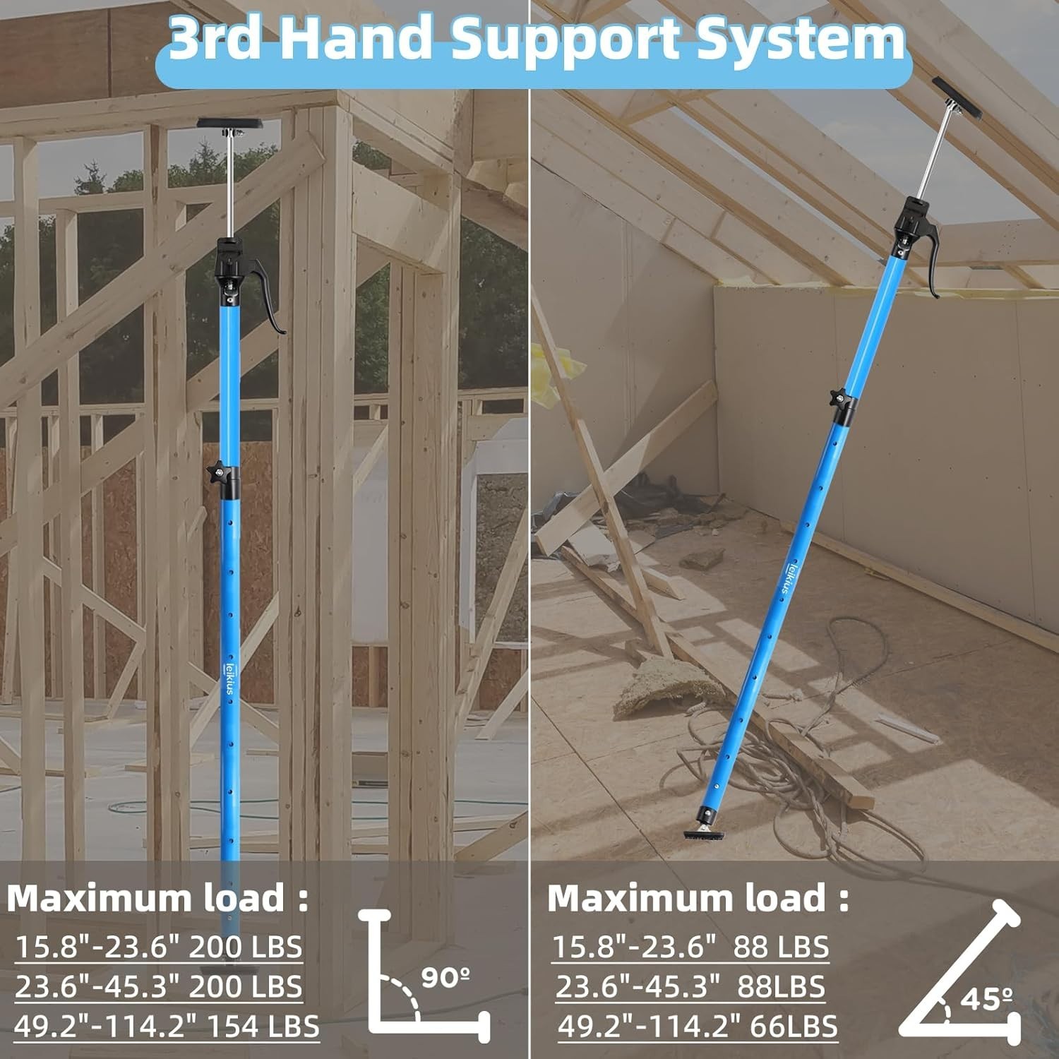 Cabinet Jacks for Installing Cabinets Drywall Support Pole Adjustable Extend ...