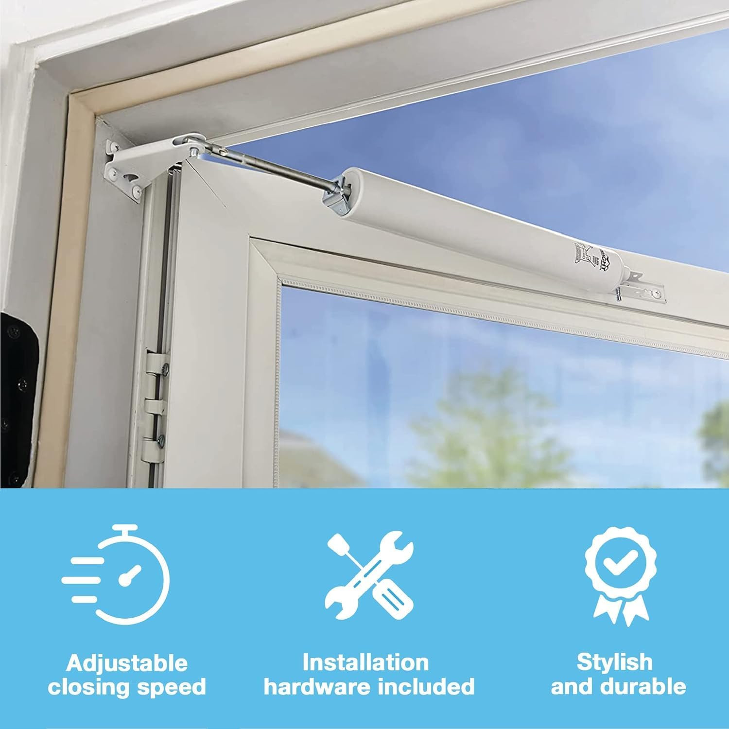 Heavy-Duty Pneumatic Storm Door Closer – Durable, Adjustable, Quiet-Closing with