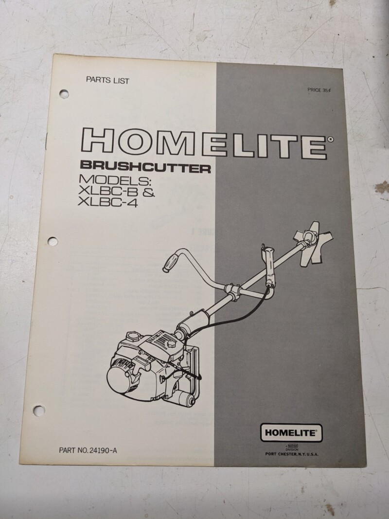 HOMELITE ILLUSTRATED PARTS CATALOG MANUAL LIST BOOK BRUSHCUTTER XLBC B 4 24190-A