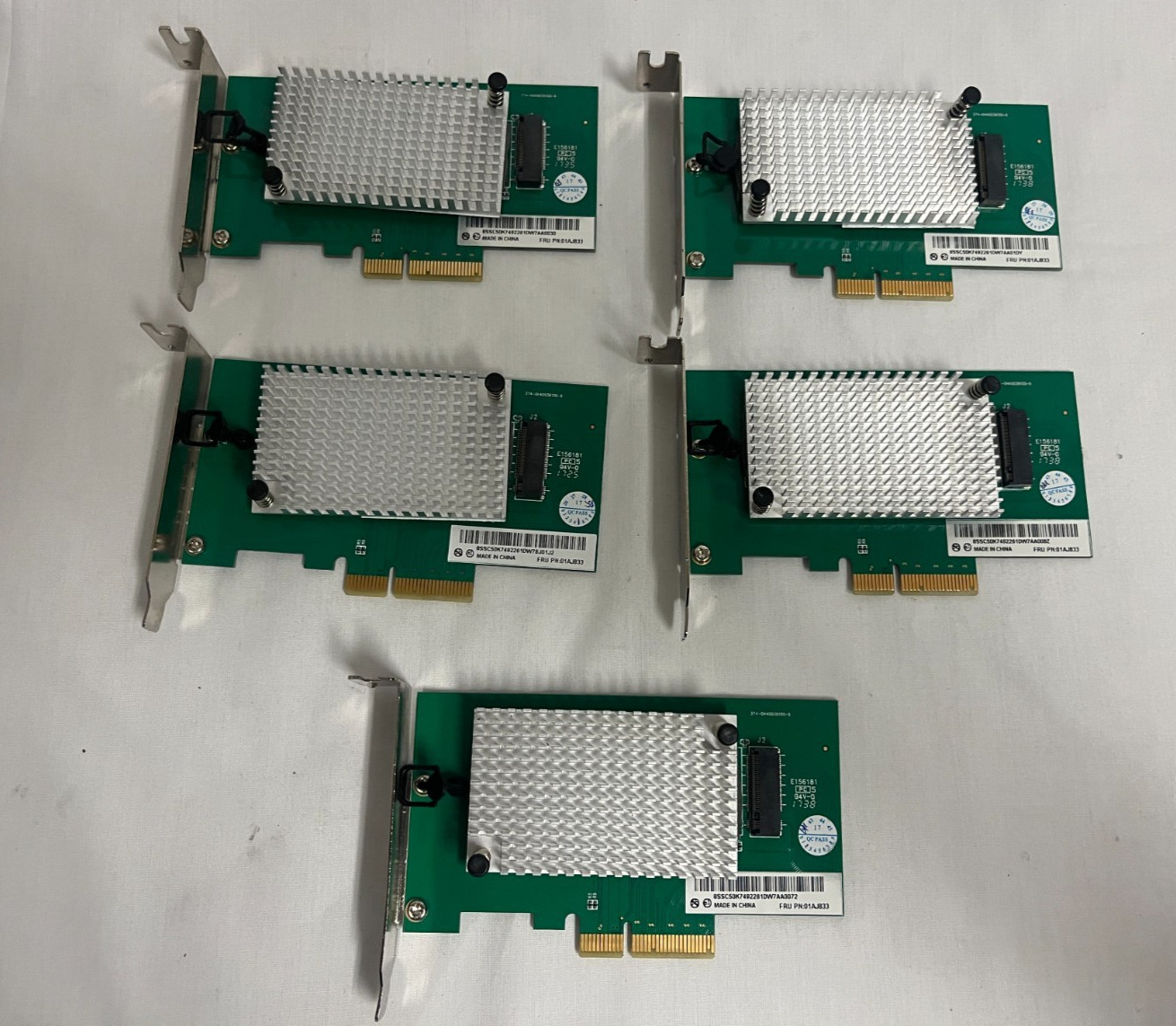 Lenovo 01AJ833 PCI-E x4 to M.2 SSD Riser Card Low Profile (NO SSD) LOT OF 5