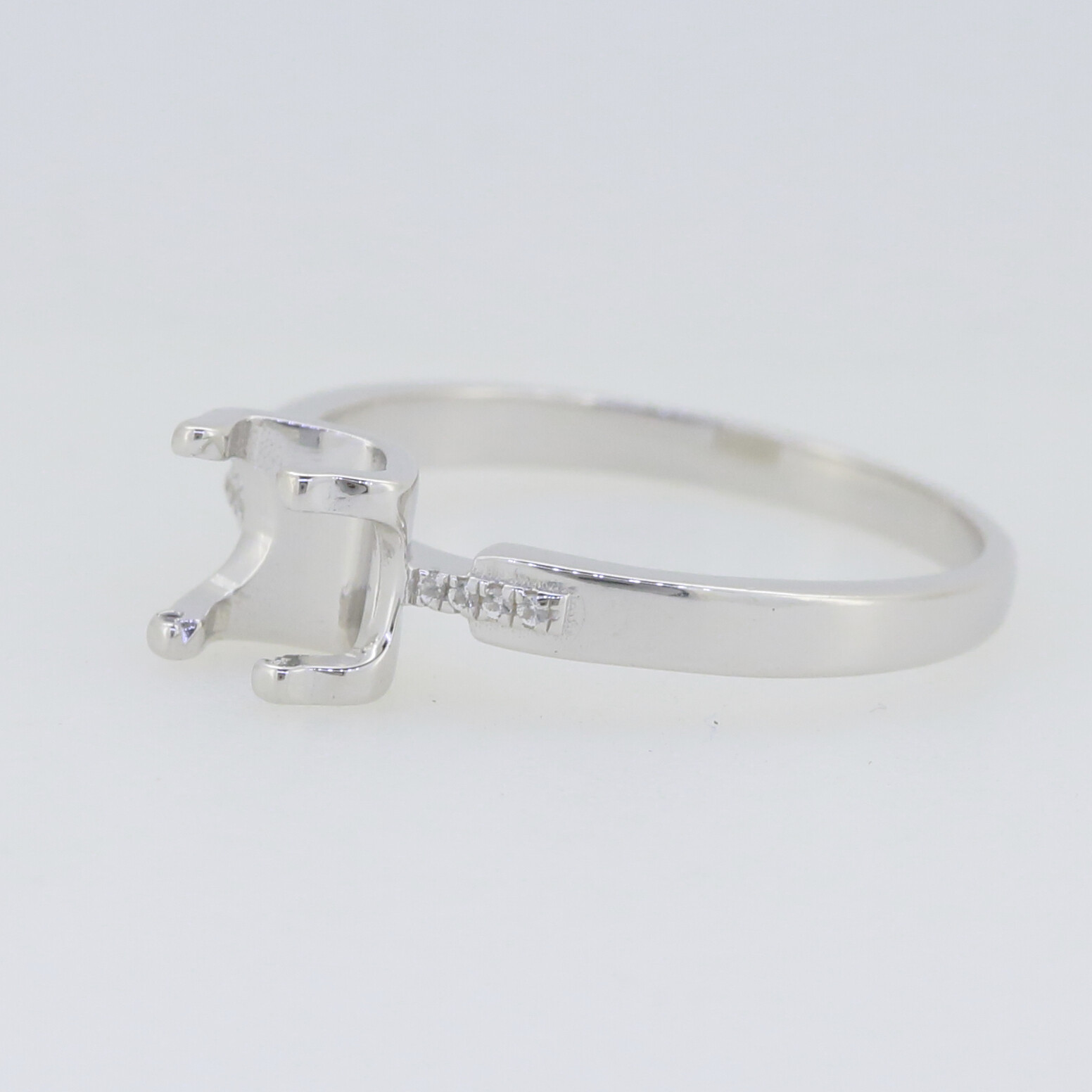 Sterling Silver Semi Mount Ring Setting Round RD 6X6mm White Topaz