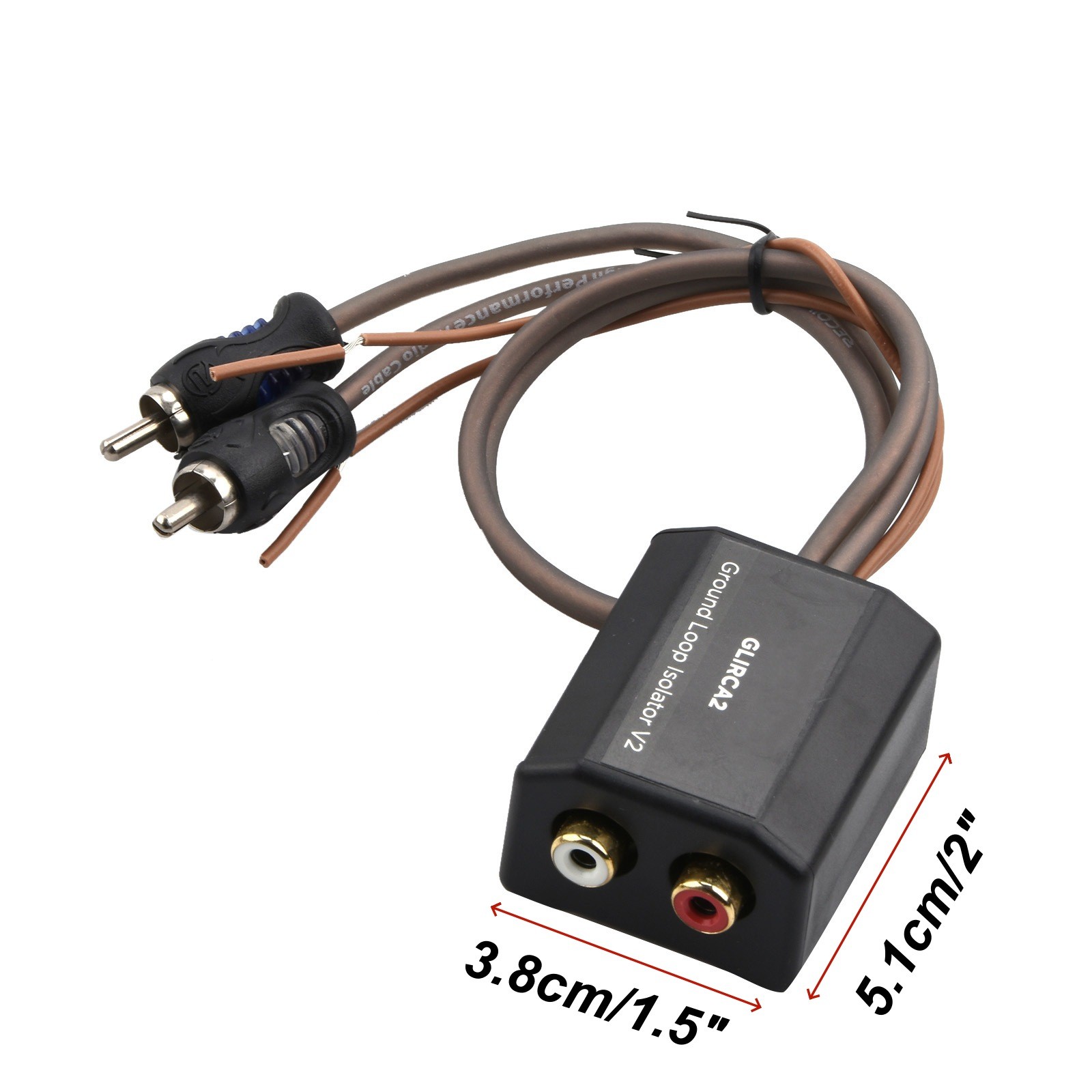 Portable 2-Channel RCA Stereo Ground Loop Isolator Eliminates Amplifier Noise