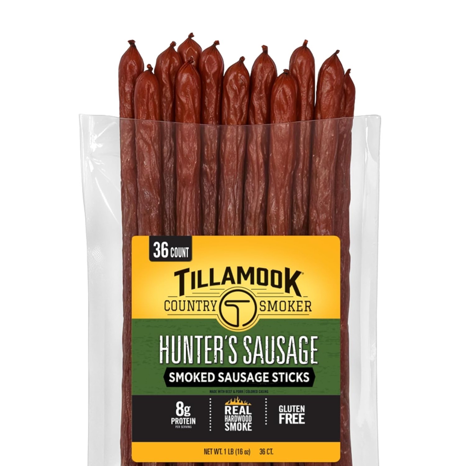 Hunter’s Sausage Smoked Sausage, 16 Oz, 36 Ct, Bulk Pack, Real Hardwood Smoke...