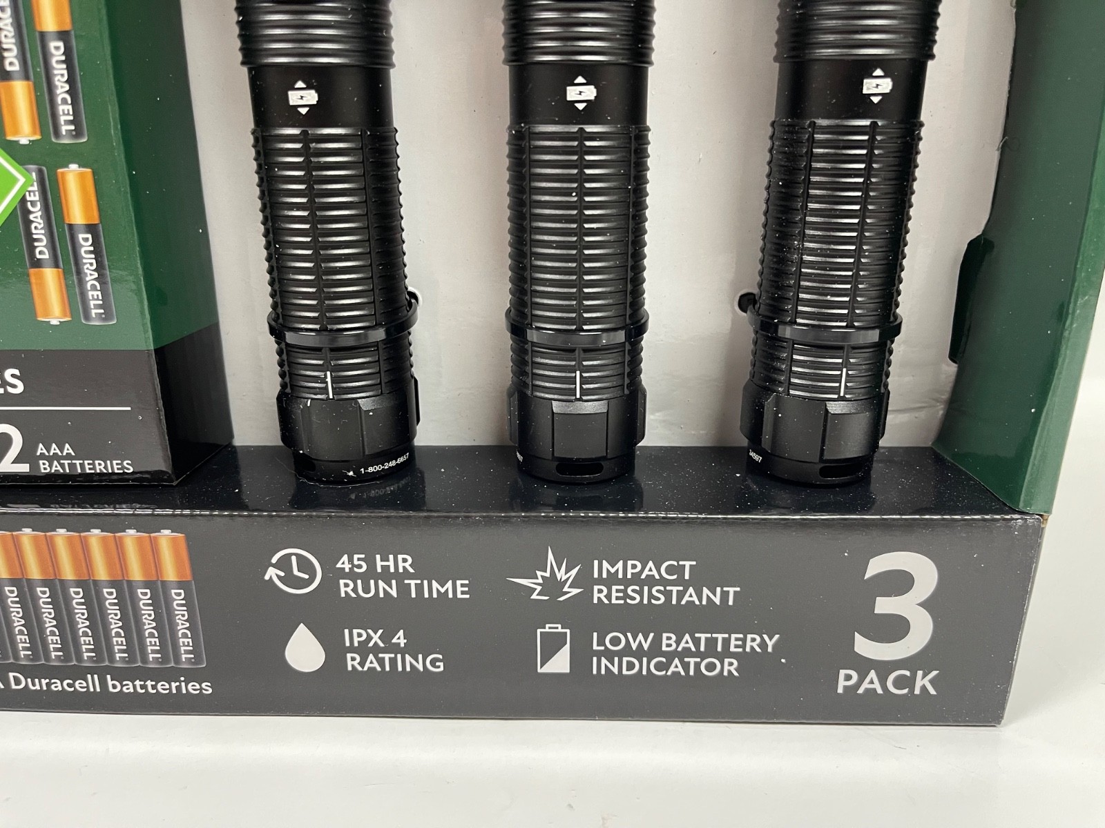 3 Pack Member’s Mark 1700 Lumen Dual Power LED Flashlight Set Rechargeable & AAA