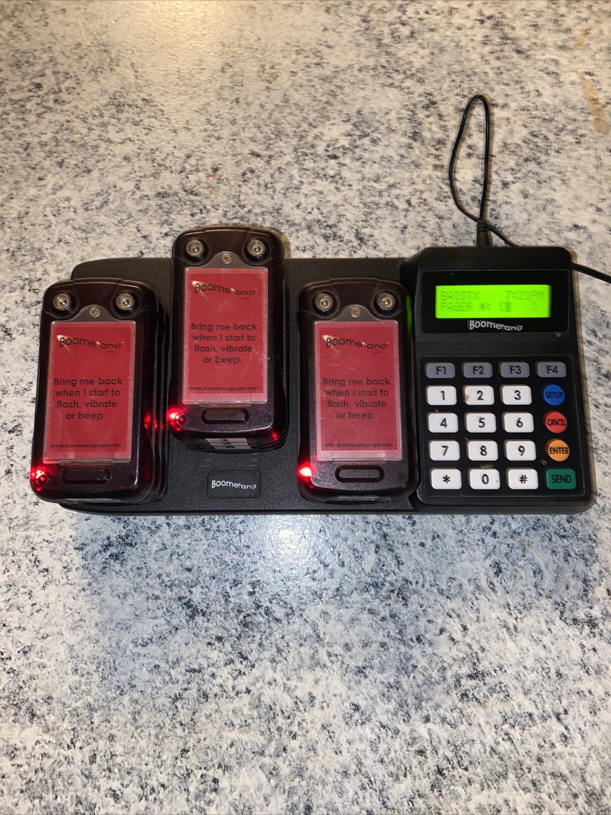 Boomerang Coaster Call Restaurant Pager  BAIO TX LOT OF 9 Pagers & Dock