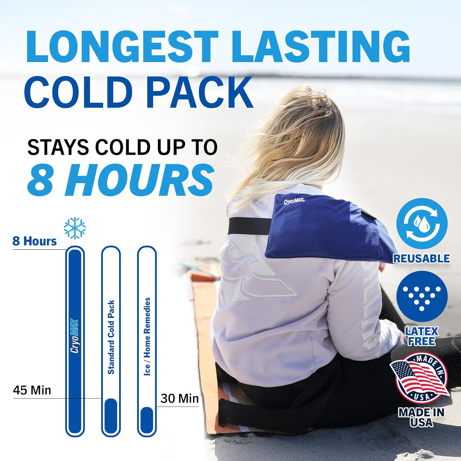 Cold Pack, 8 Hour Reusable Cold Therapy Ice Pack for Elbows, Knees, Neck + Mo...