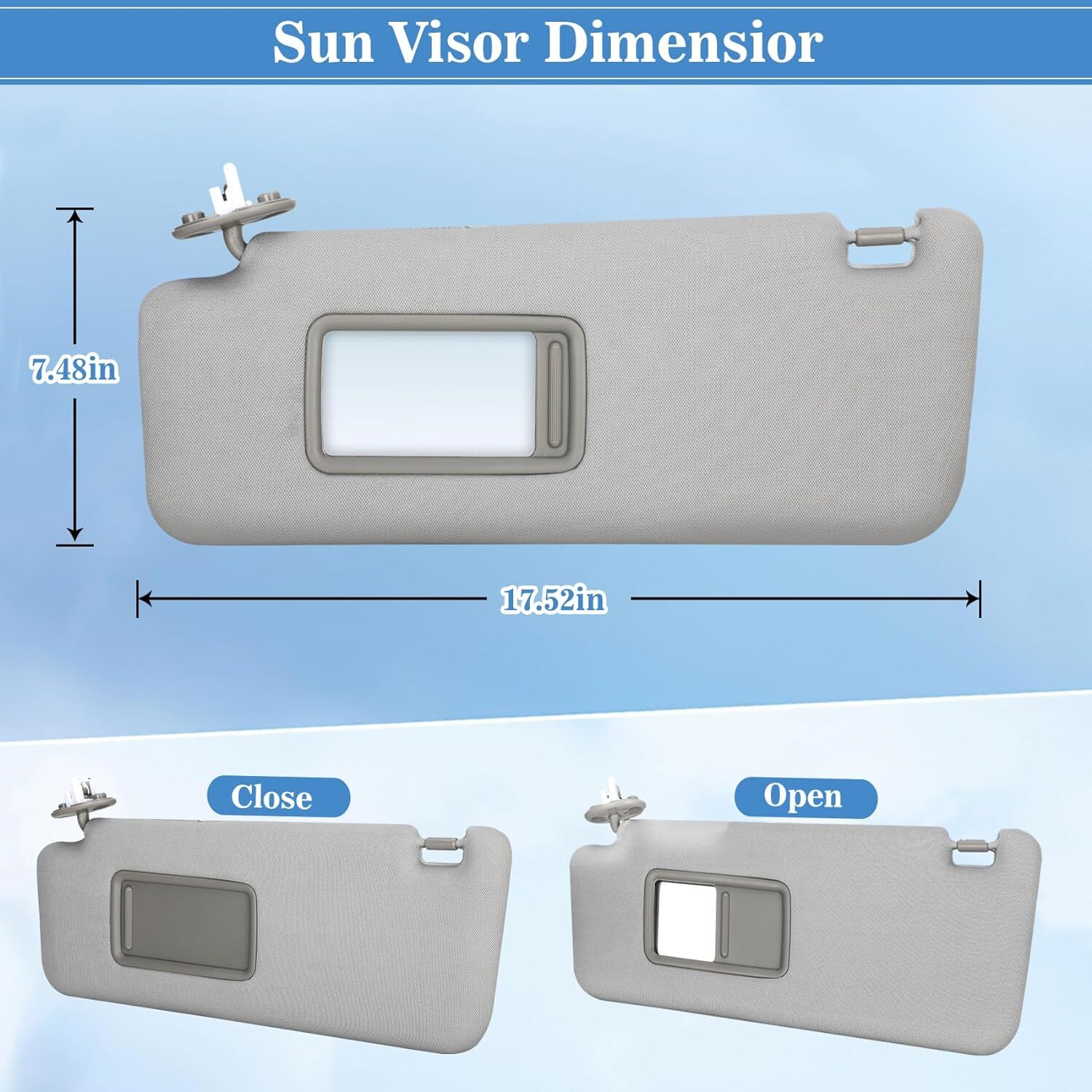 Gray Left Driver Side Sun Visor 7432035A91B1 For 2010-2022 Toyota 4runner NEW