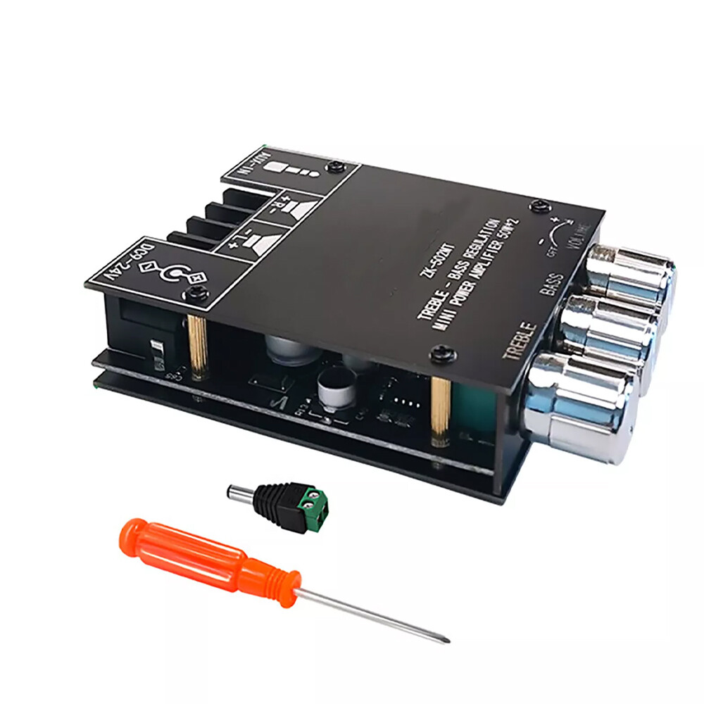 2PC ZK-502MT 50W*2 Bluetooth 5.2 Audio Amplifier Board Module Tone Adjustable