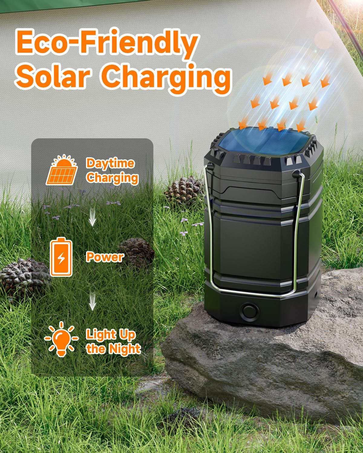 Solar Camping Lantern 4 Pack, Rechargeable LED Lantern with Flashlight