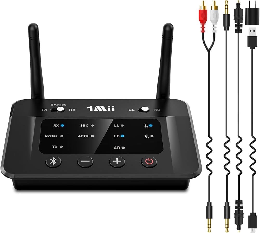 1Mii B03 Bluetooth 5.3 Transmitter Receiver Long Range Audio Adapter Opt AUX RCA