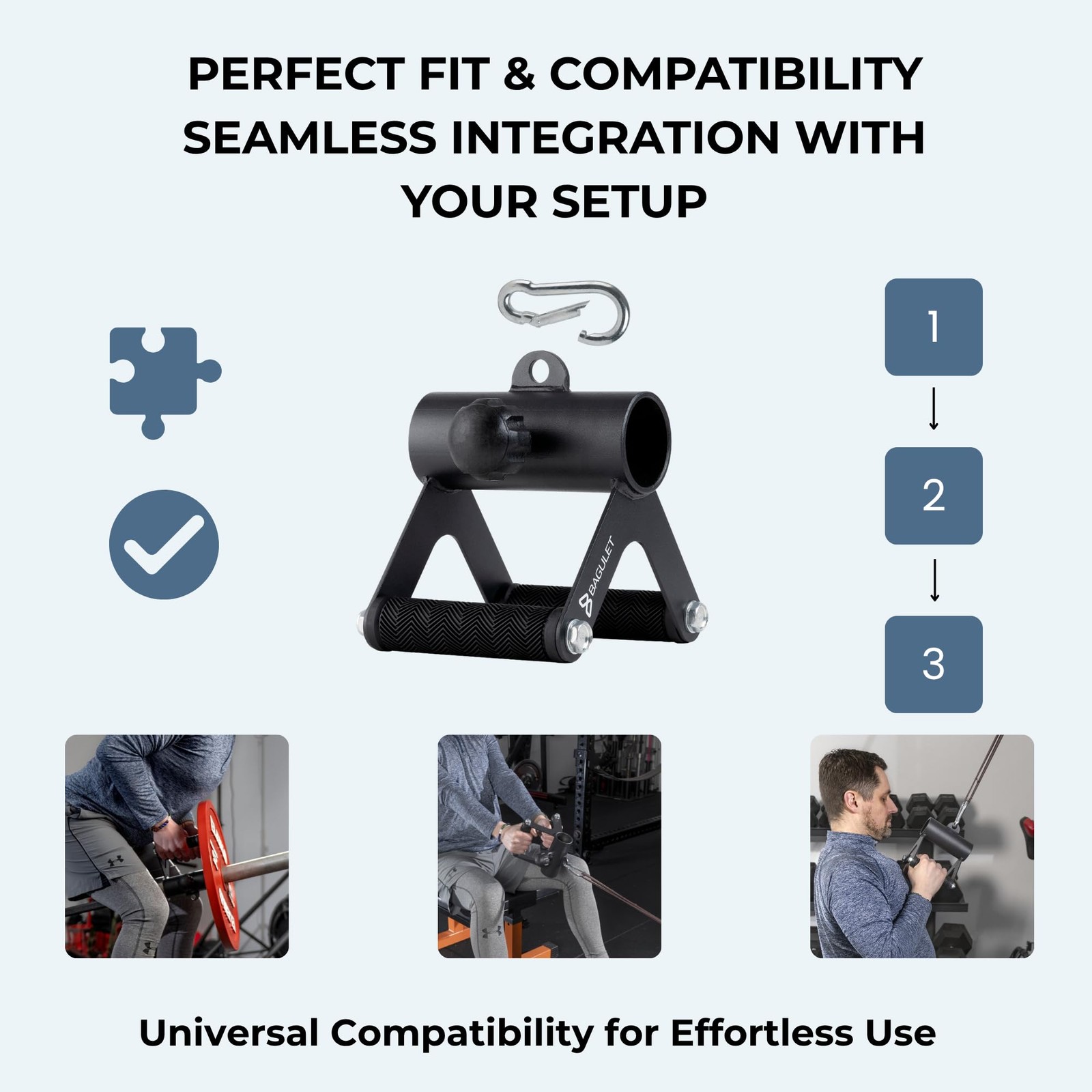 V Bar Attachment: Row Machine, LAT Pulldown, Landmine Handle, Soft Grip, Blac...