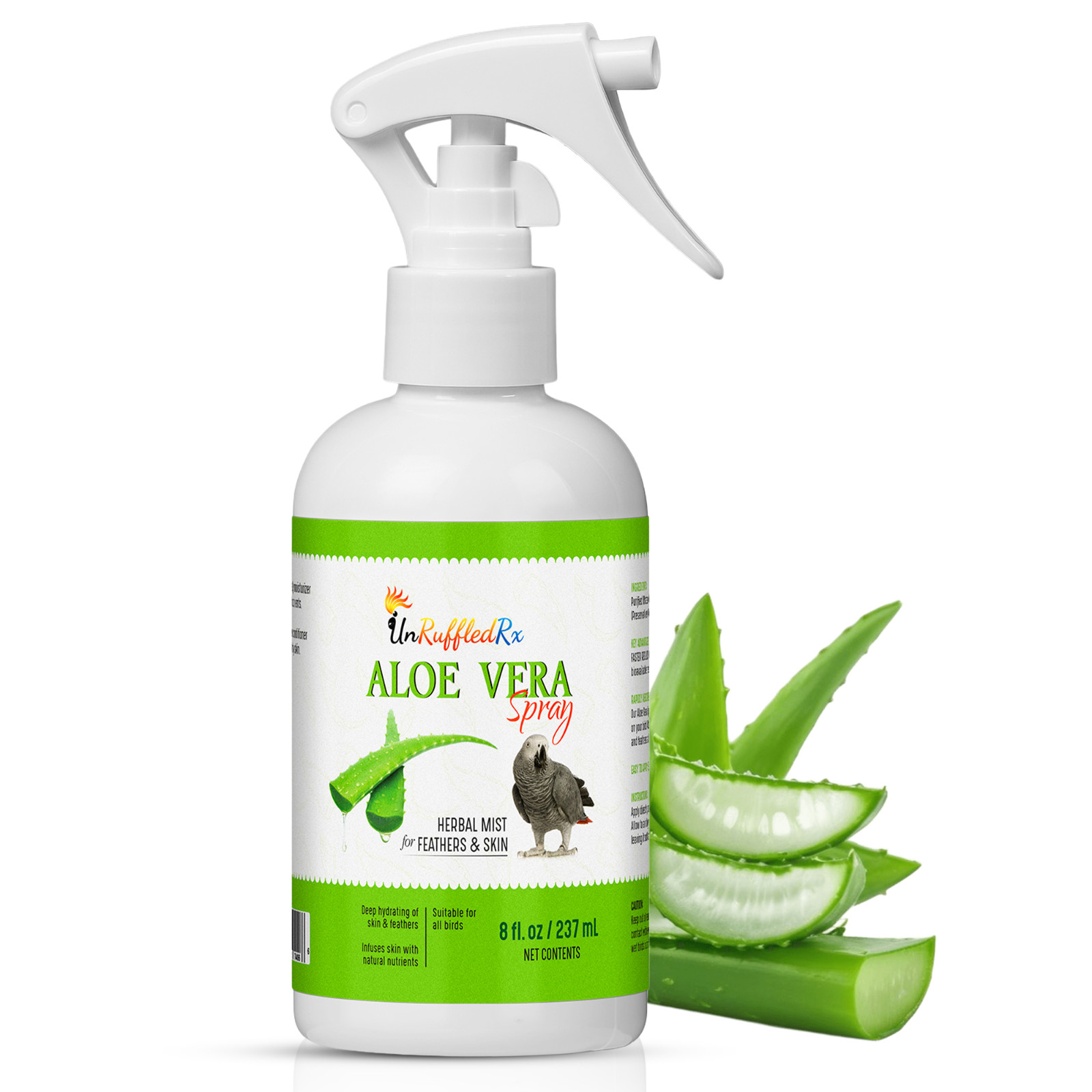 UnRuffledRx Aloe Vera Spray for Birds Feather Comfort for Plucking & Molting USA