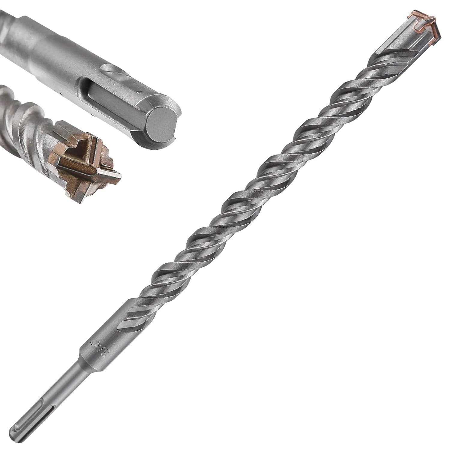 Concrete Drill Bit 3/4" X 12"-10" Cross-Type Double Thread Carbide Material Iron