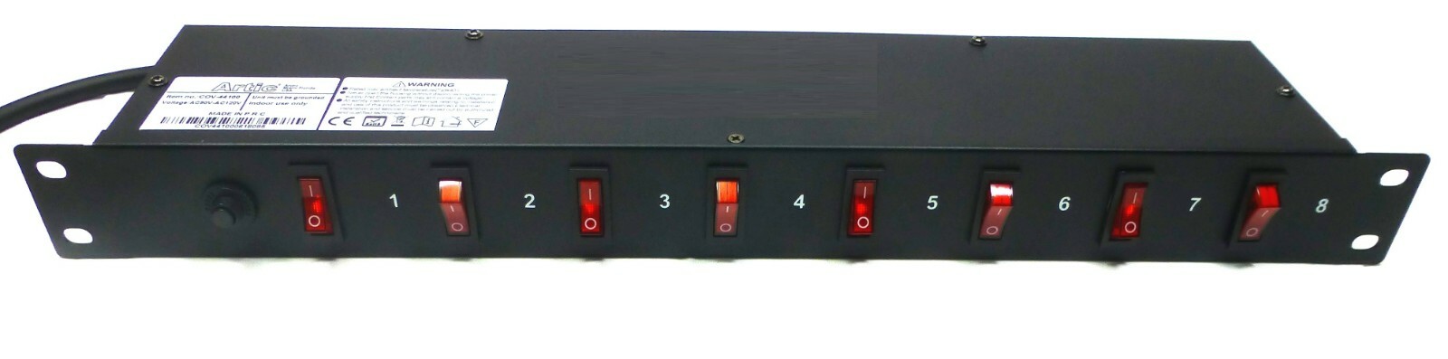 One Space Rack Mount 8 Channel Power Switch with on/off Lighted Switches 10A