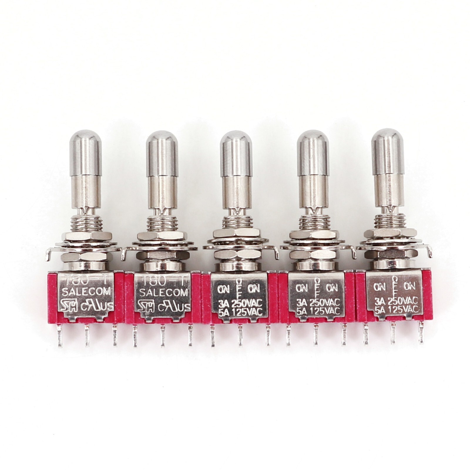 5Pcs SH T8014-LK Locking Lever 3Pin ON-OFF-ON 3-Position SPDT Mini Toggle Switch