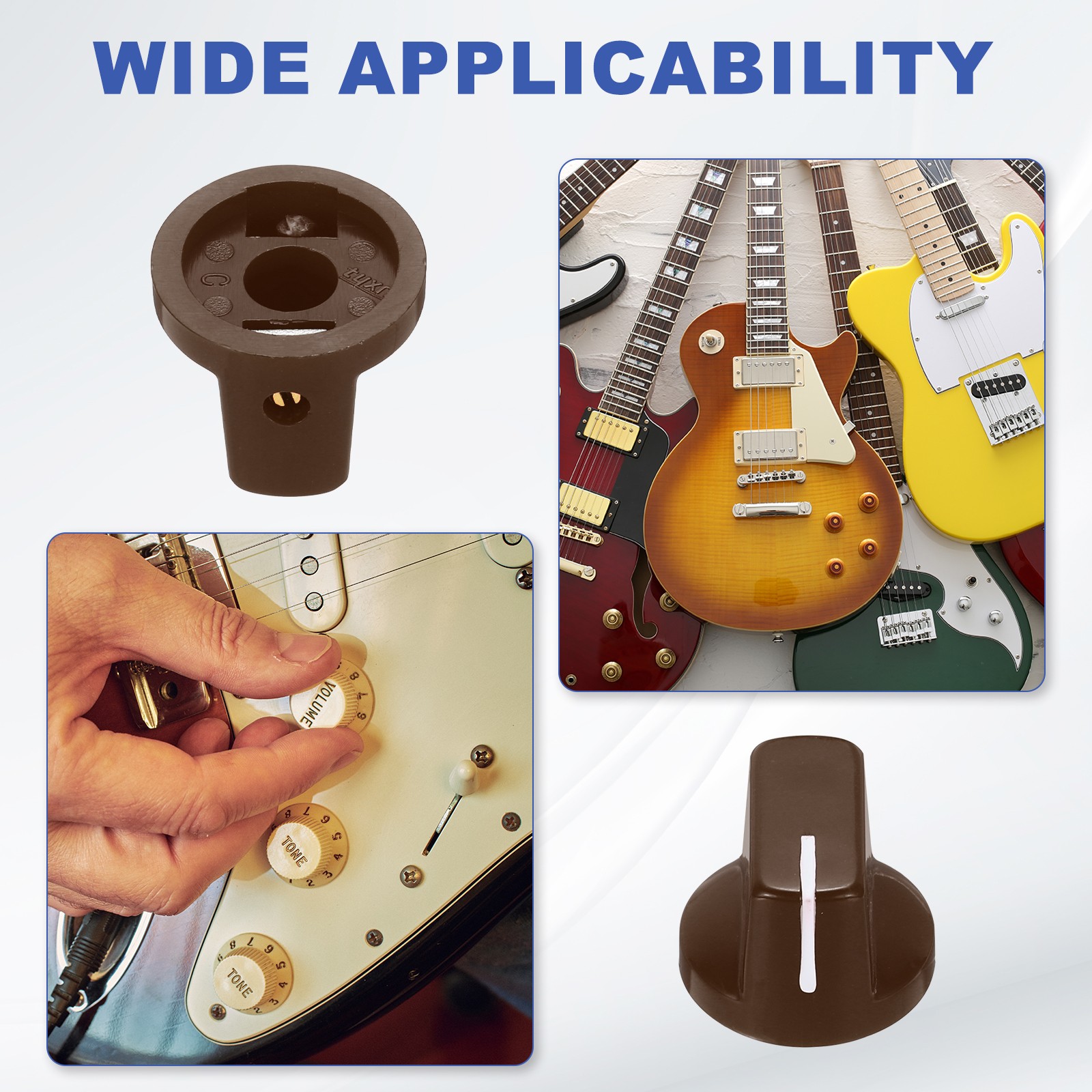 10pcs Brown Guitar Effect Pedal Knob, 9/16" Plastic Electric Guitar Knobs