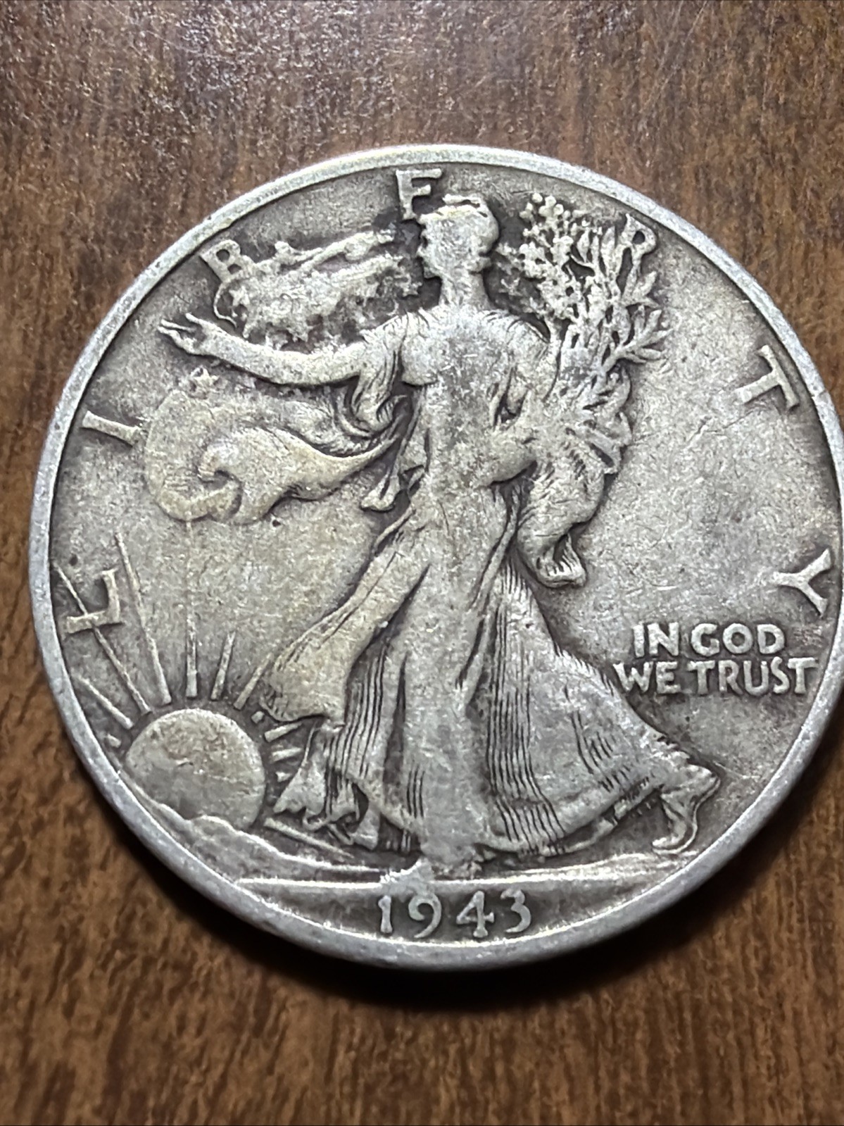 1943-S Walking Liberty Half Dollar 50c Silver Actual Coin Fine For Collection