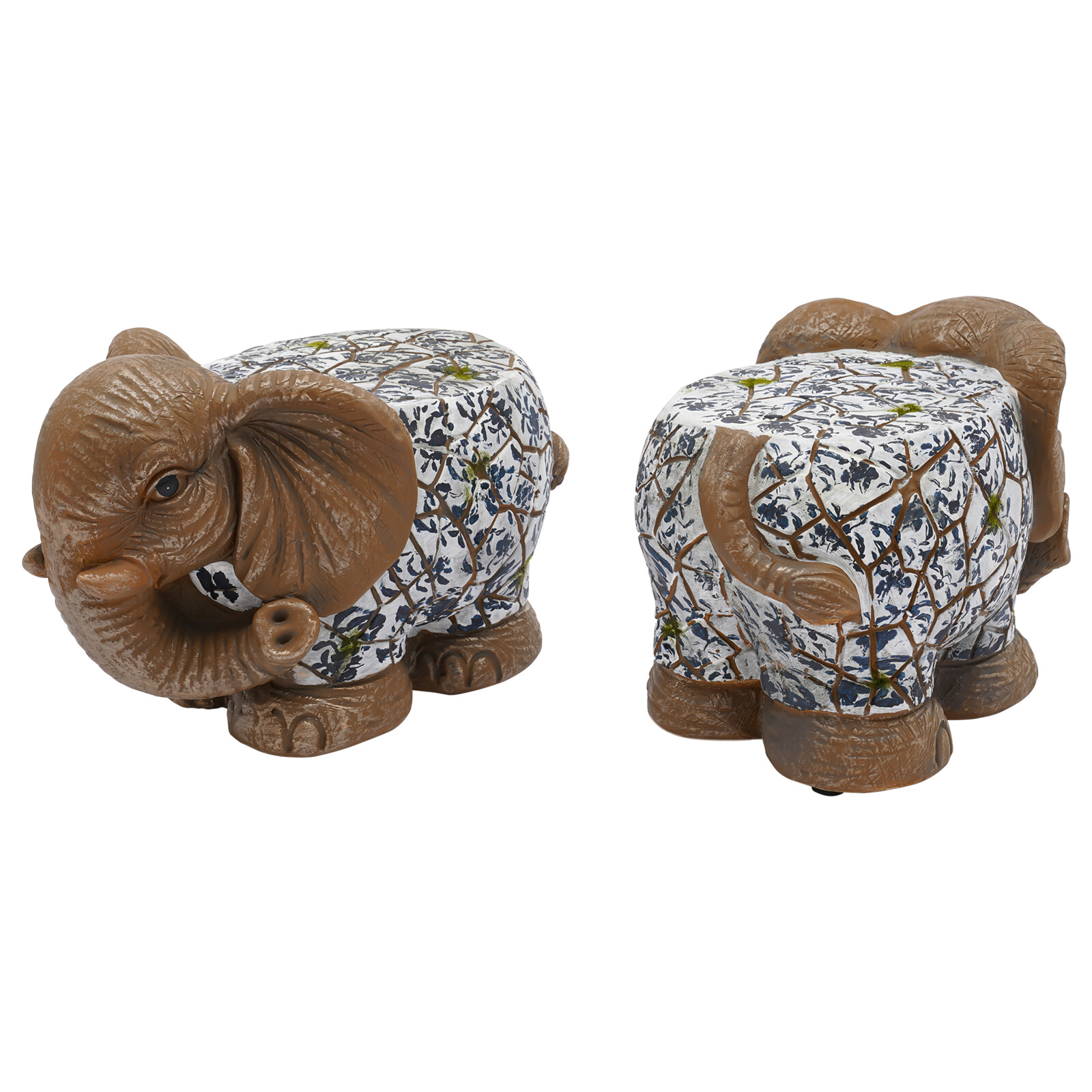 2 PCS Modern Decorative Garden Stool Elephant Garden Stool Brown NEW