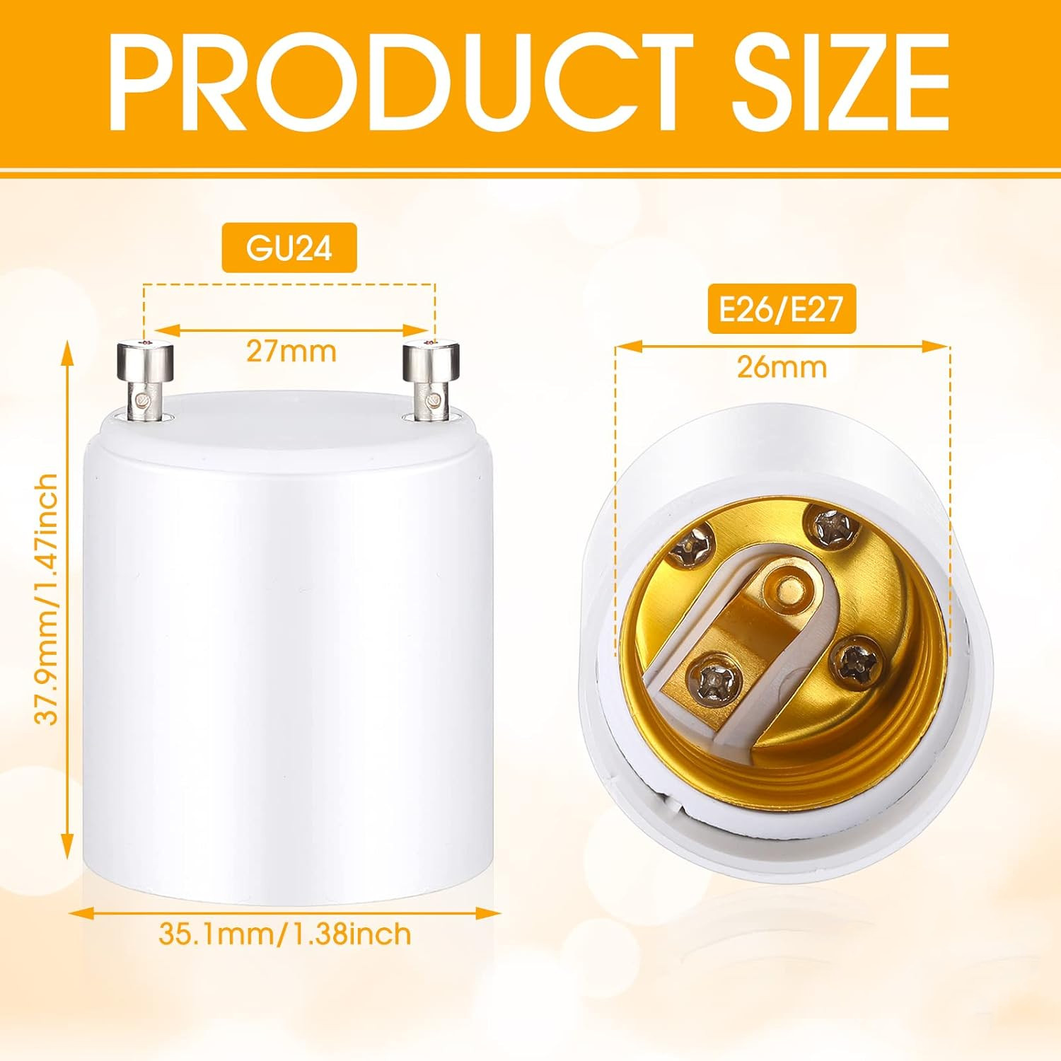 GU24 To E27 /E26 Screw LED Light Lamp Bulb Base Adapter Socket Converter Adaptor