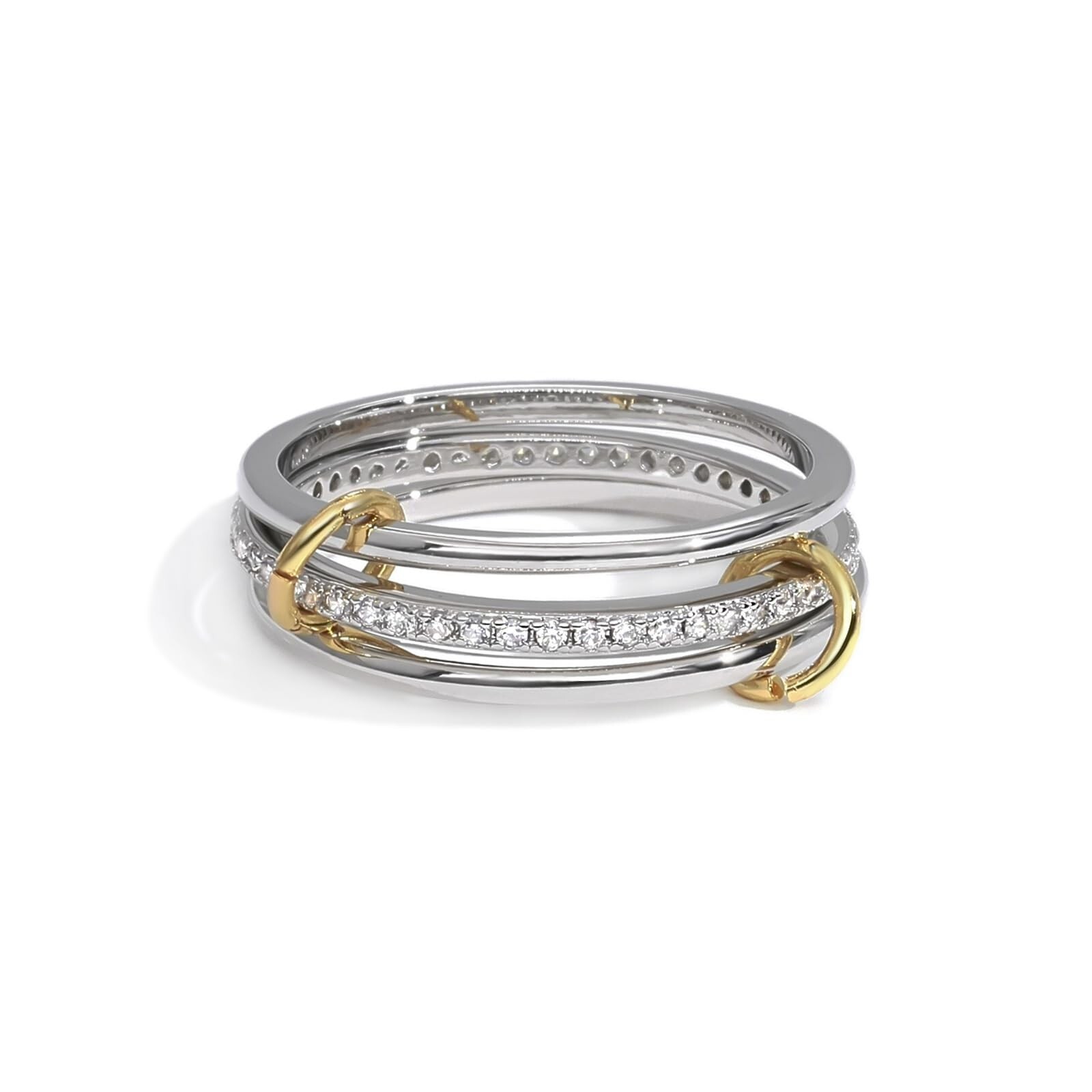 Silver Gold Stackable Rings for Women Non Tarnish, Two Tone Rings for Women D...