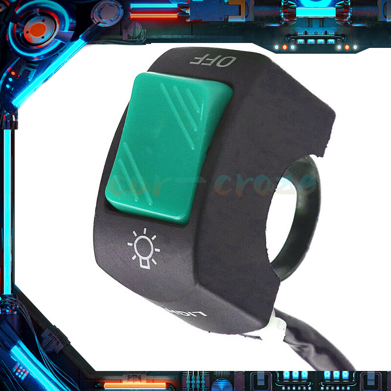 Motorcycle ATV 7/8" 12V Handlebar Headlight Horn ON OFF Start Kill Switch-Green