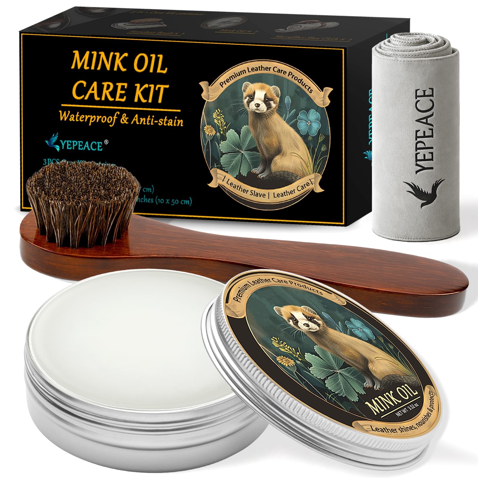 yepeace 3PCS Mink Oil for Leather Boots, Conditioner and 6*3*2, White