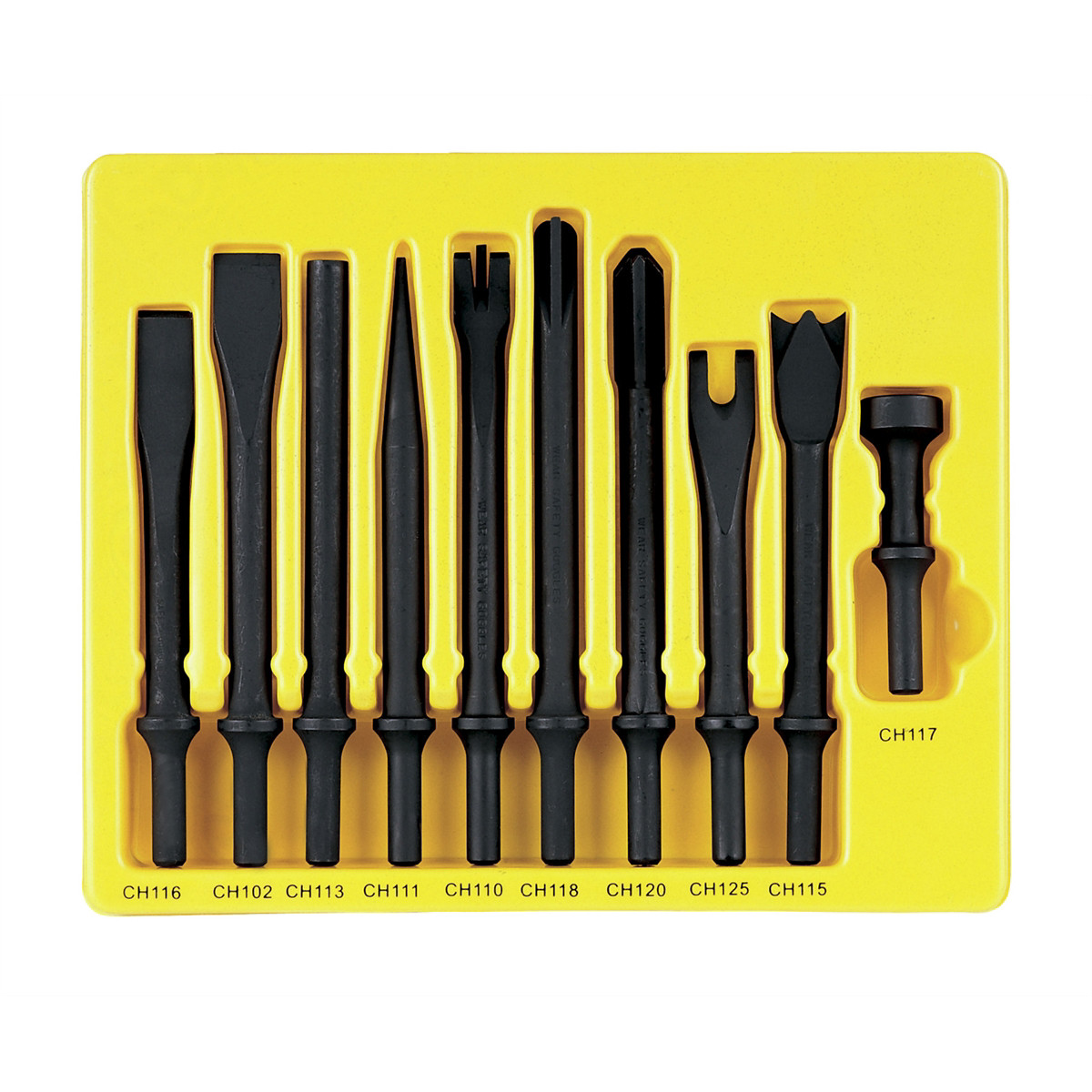 Grey Pneumatic 10 Piece General Service Chisel Set - .401 Shank