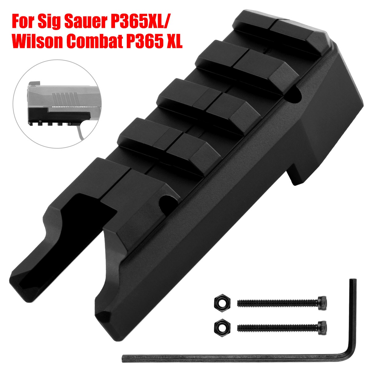4 Slots  Picatinny Rail Adapter For Sig P365XL Wilson Combat P365 XL Black