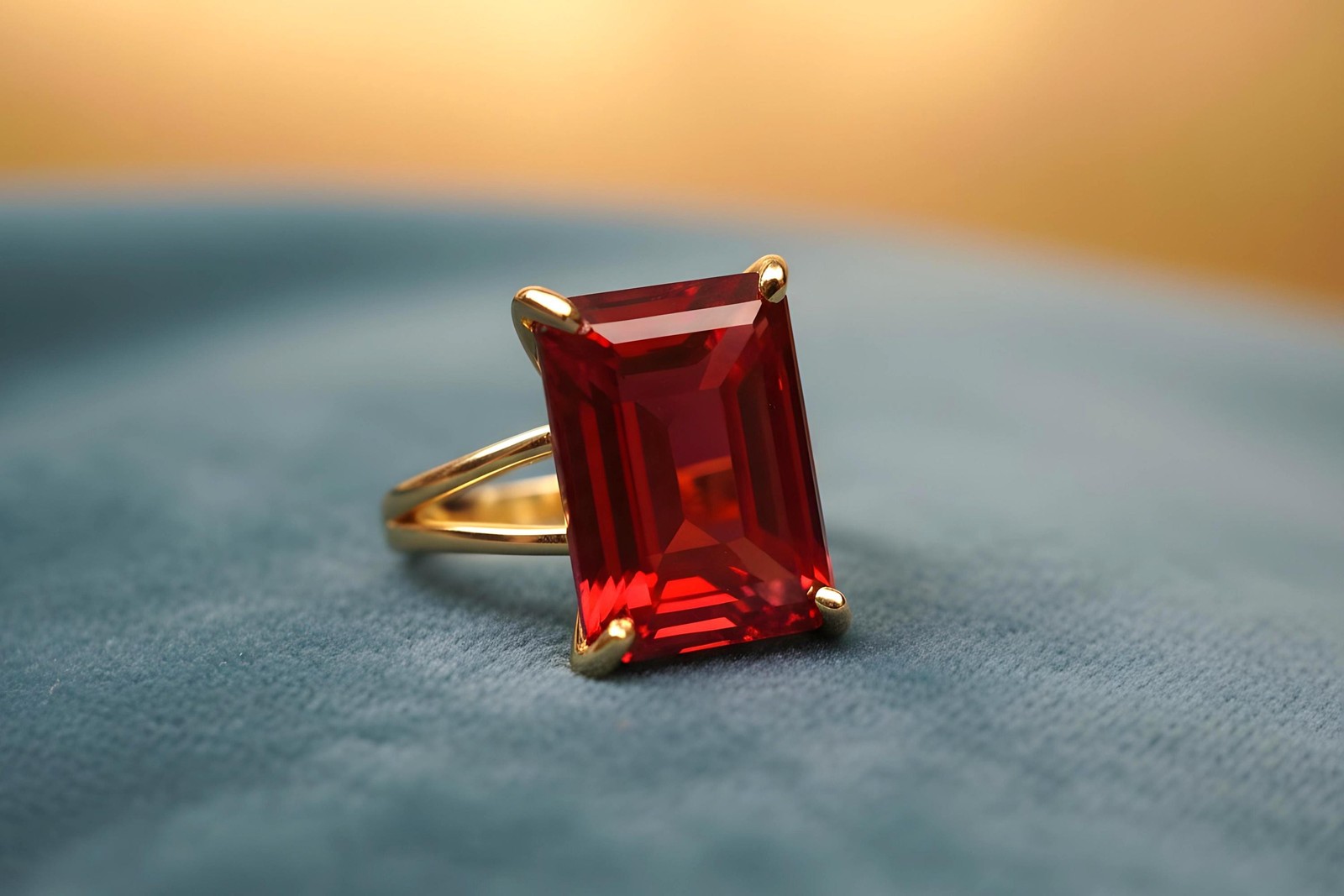 Ruby Rectangle Ring Anemone 14k Rose Gold Double Band Custom Engraved