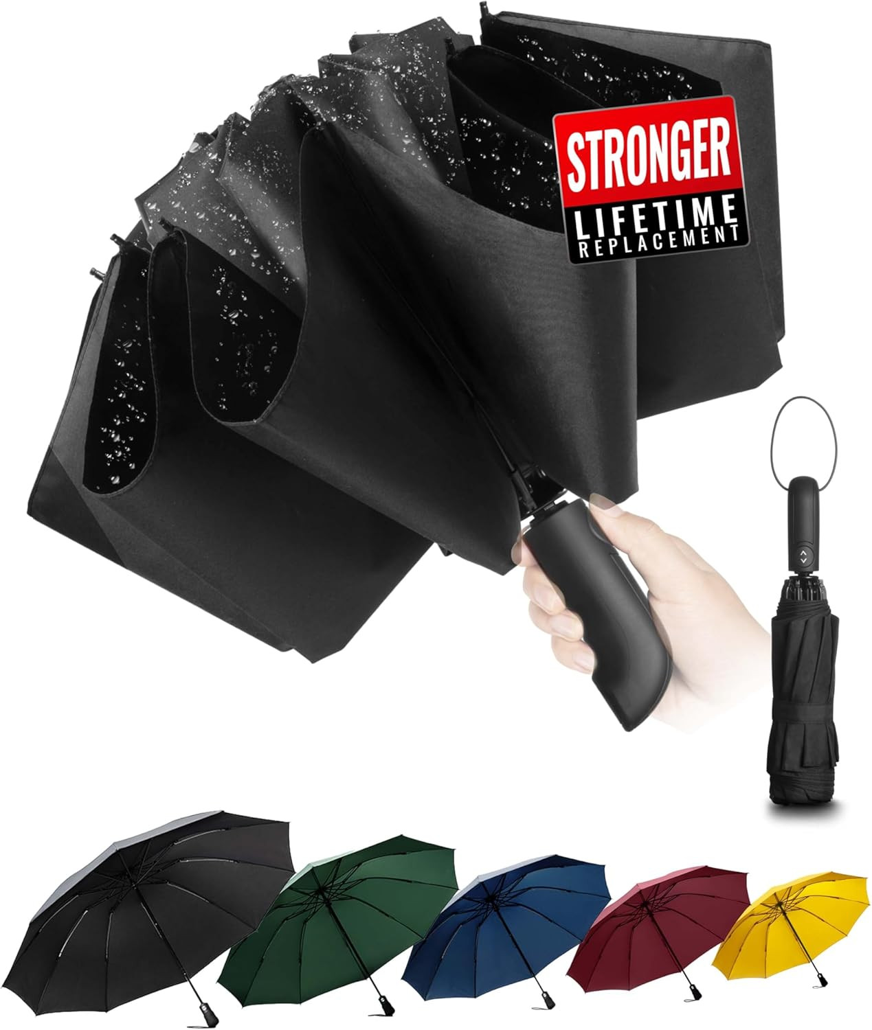 Travel Inverted Umbrella Compact Windproof- Automatic Reverse Umbrellas for Rain