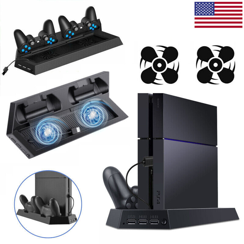 Cooling Fan For PS4 Stand Vertical Dual Controller Charger Charging Station Dock
