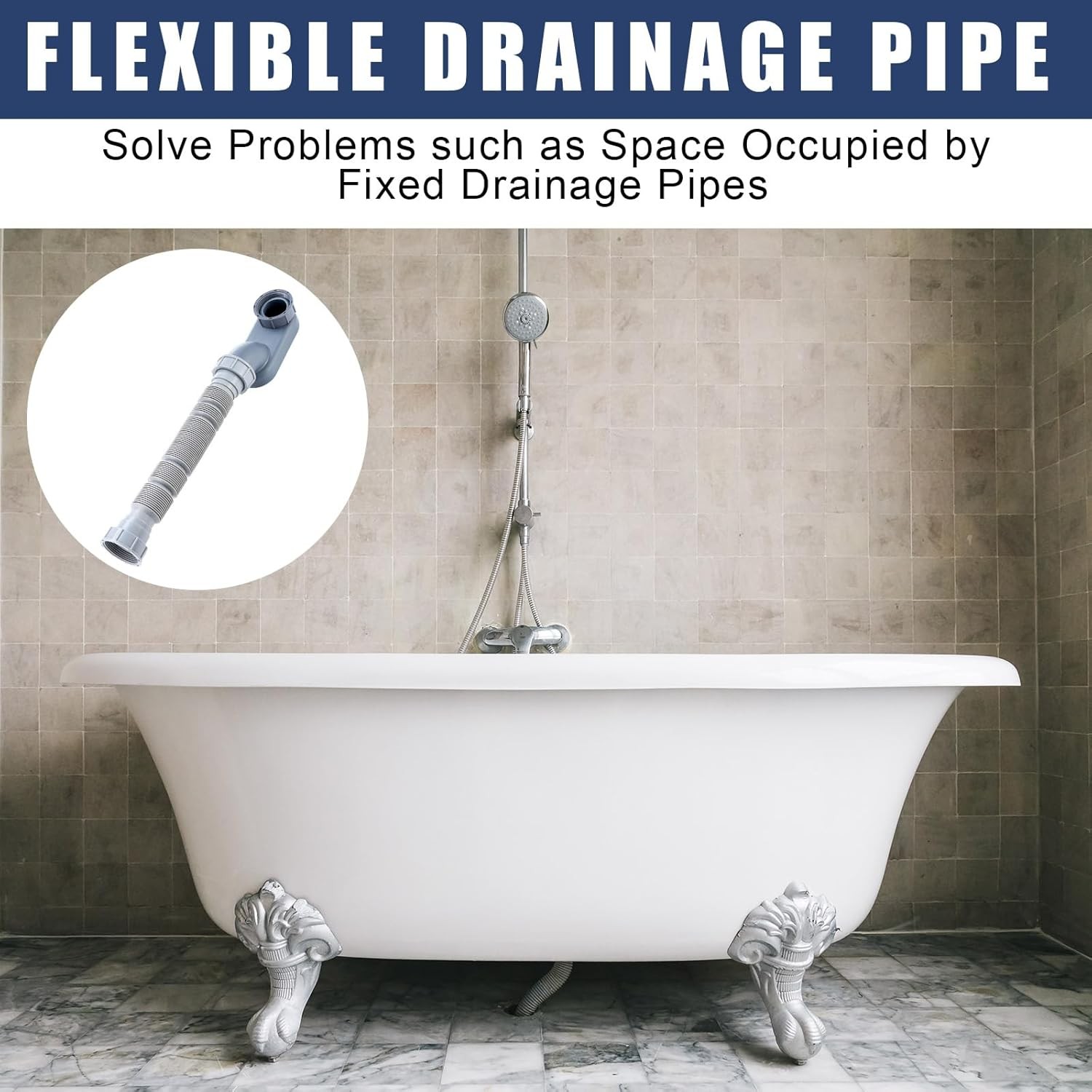 2 Pcs Low Profile 1 1/2 P Trap with Sealing Tape Low Profile Shower Drain Flat